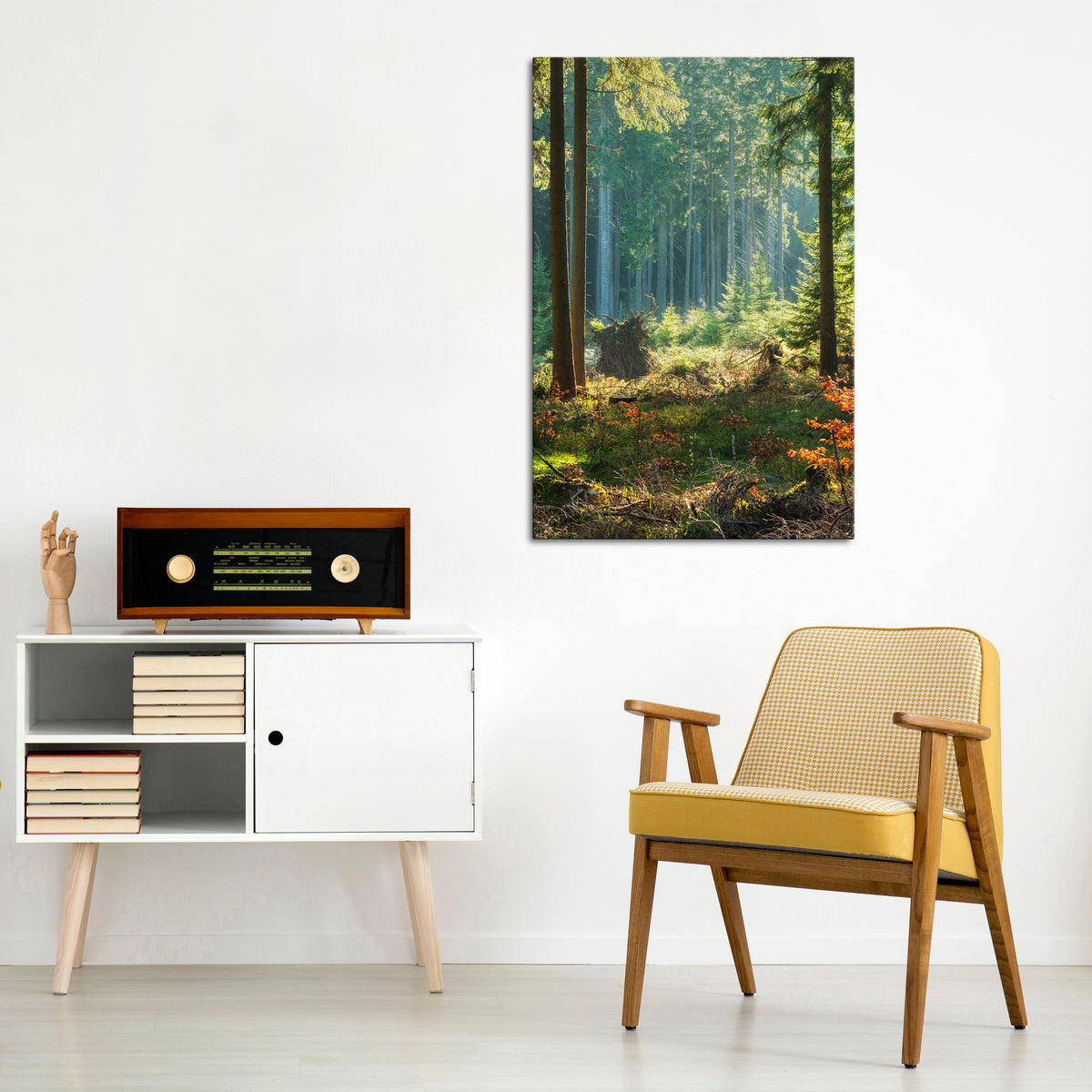SUNLIT FOREST SERENADE Vertical Canvas Print
