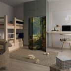 SUNLIT FOREST SERENADE Dekorativer Paravent - 3-teilig