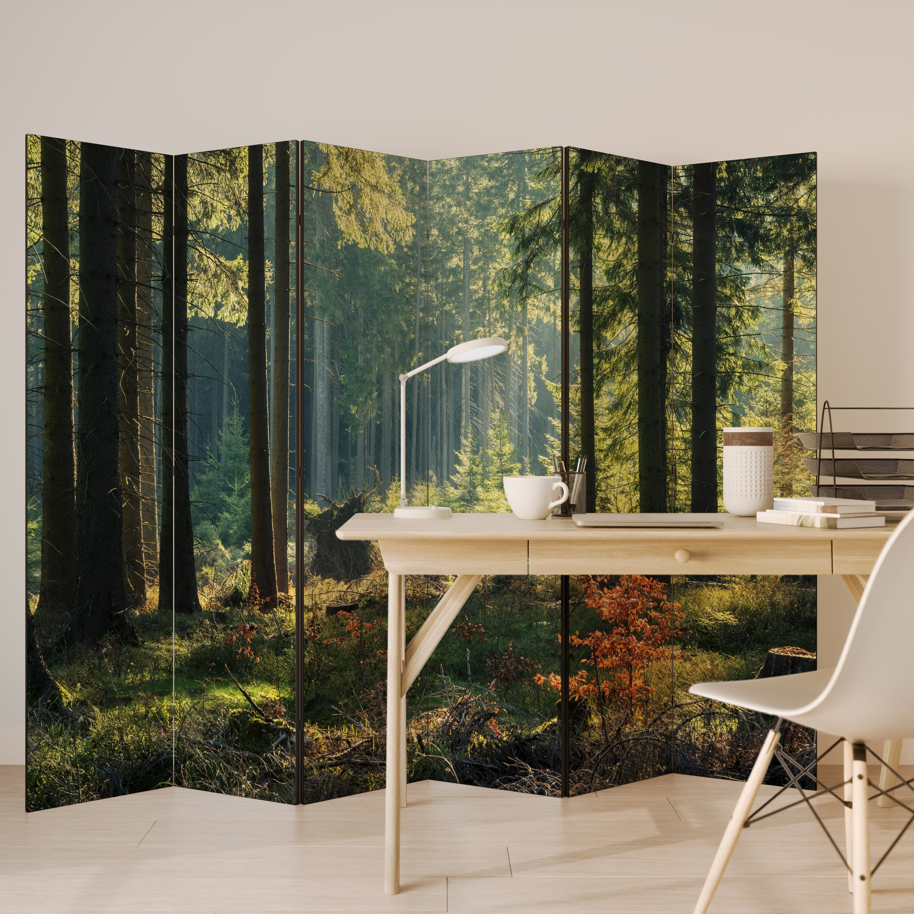 SUNLIT FOREST SERENADE Dekorativer 6-teiliger Raumteiler