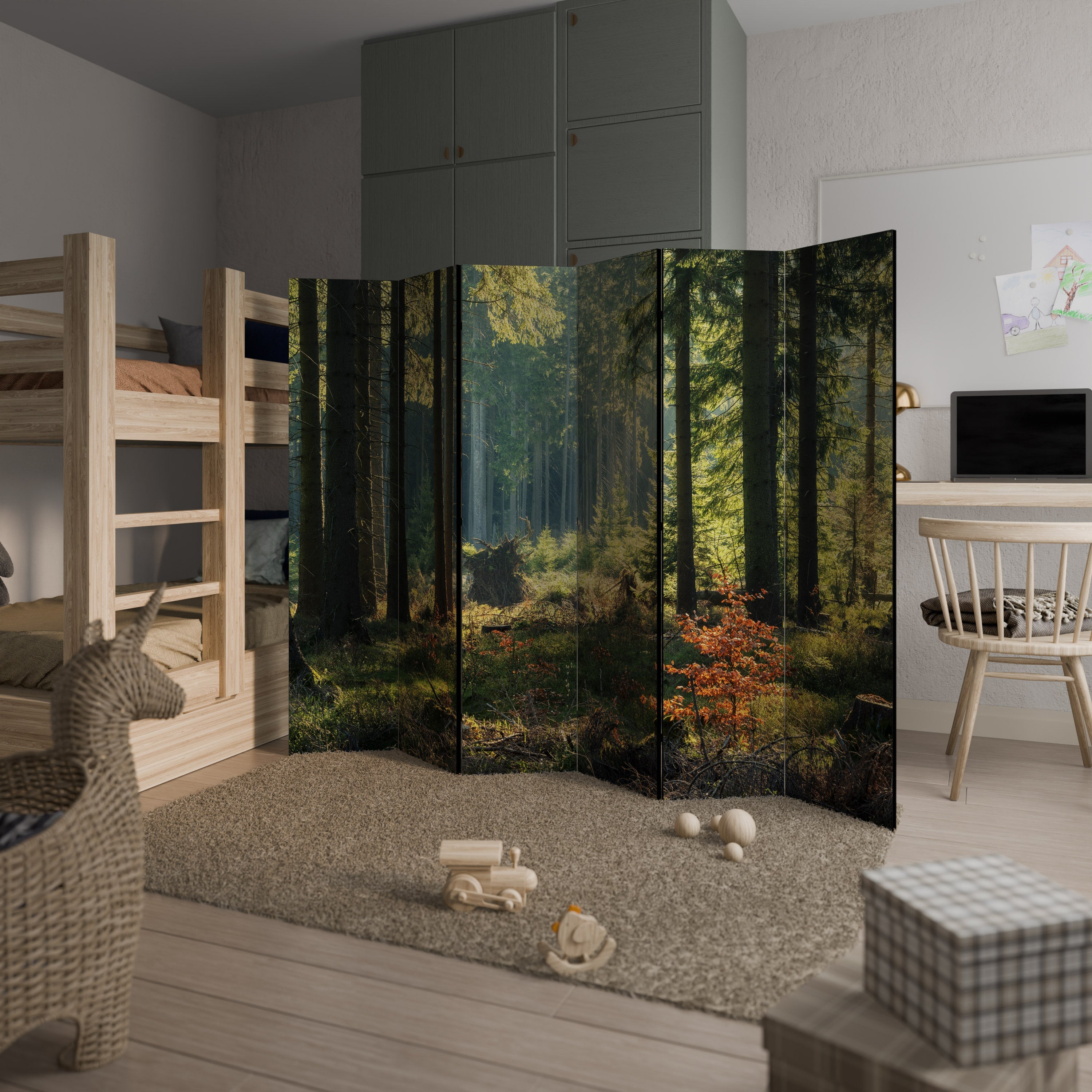 SUNLIT FOREST SERENADE Dekorativer 6-teiliger Raumteiler