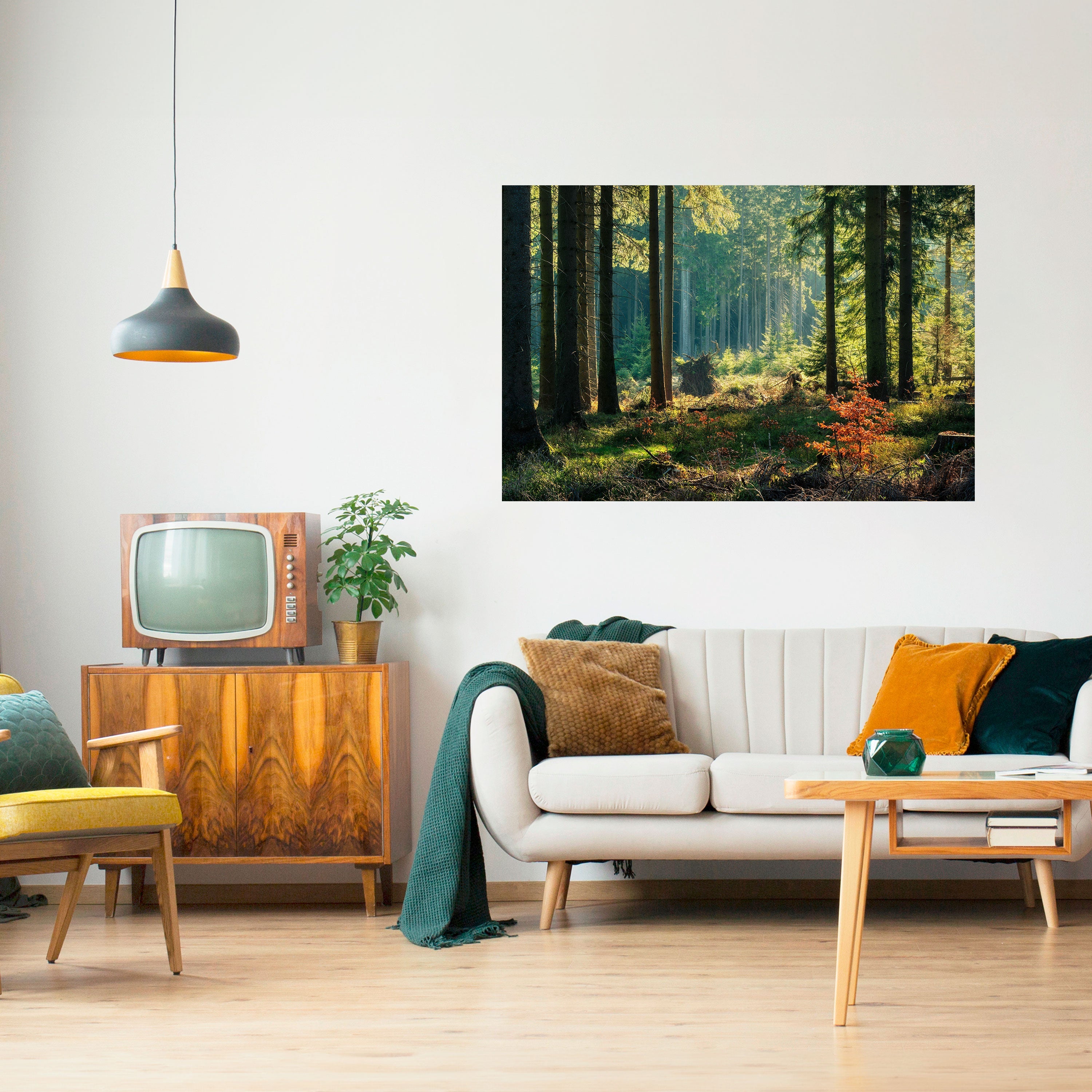 SUNLIT FOREST SERENADE Peel and Stick Horizontal Poster
