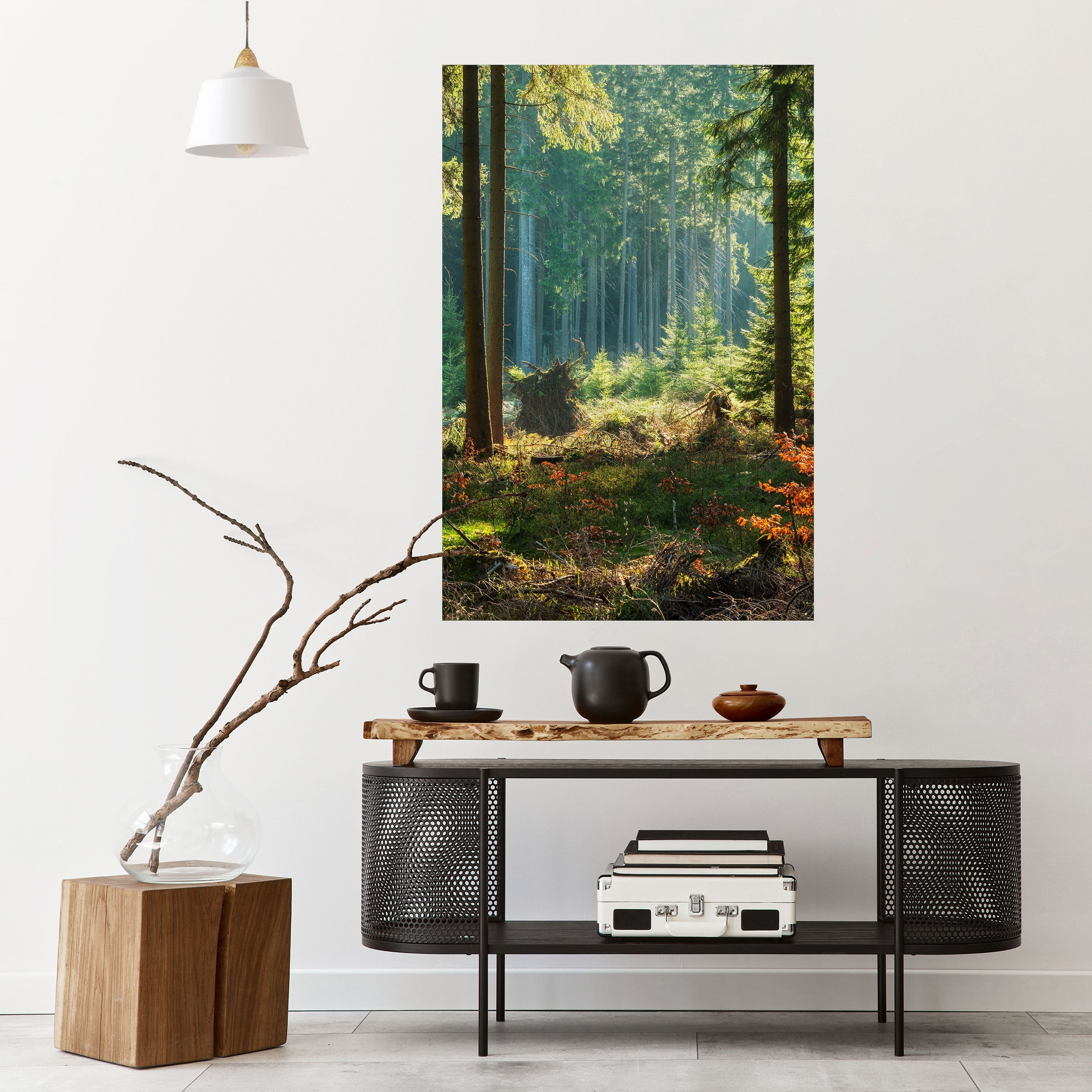 SUNLIT FOREST SERENADE Vertikales Poster zum Abziehen und Aufkleben