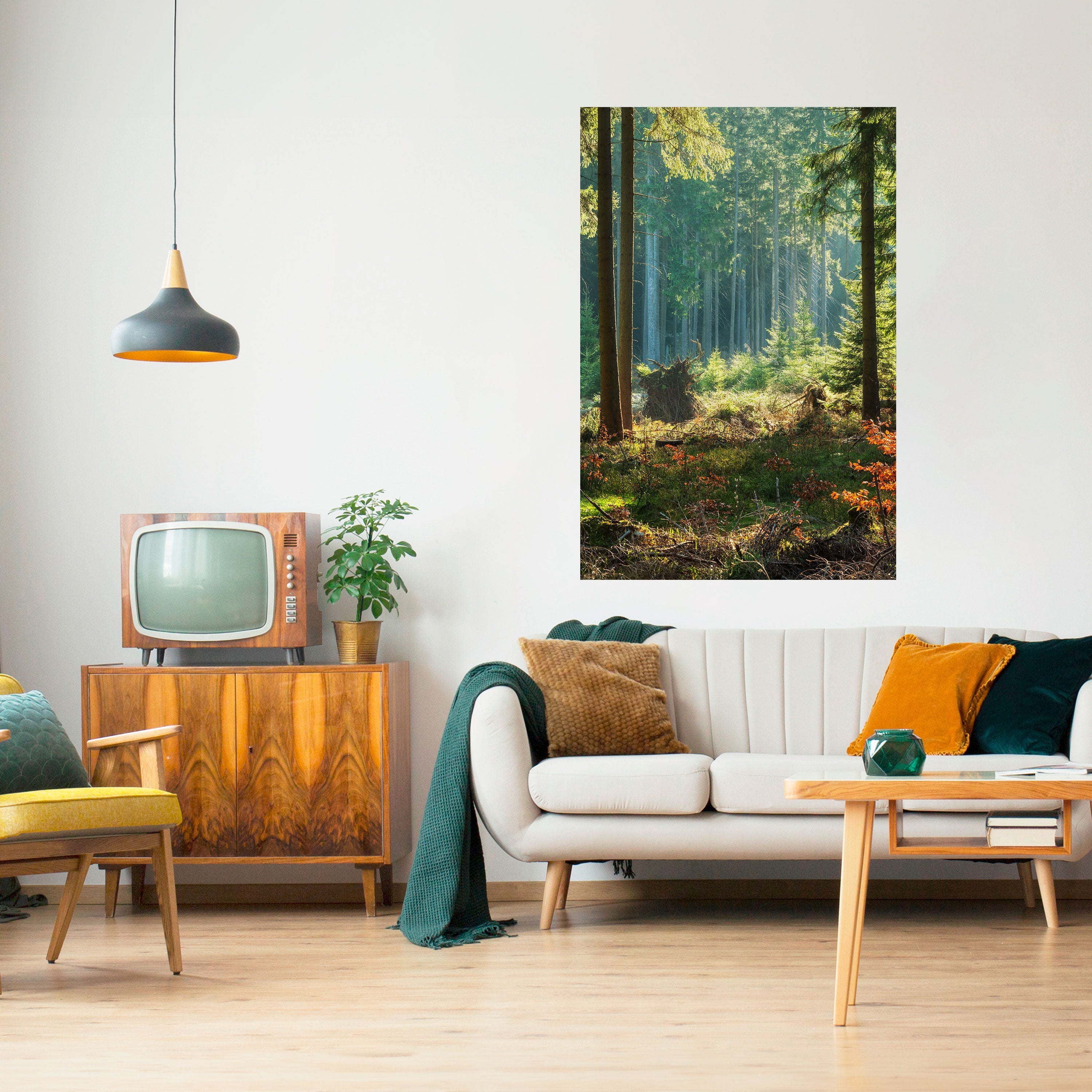 SUNLIT FOREST SERENADE Vertikales Poster zum Abziehen und Aufkleben