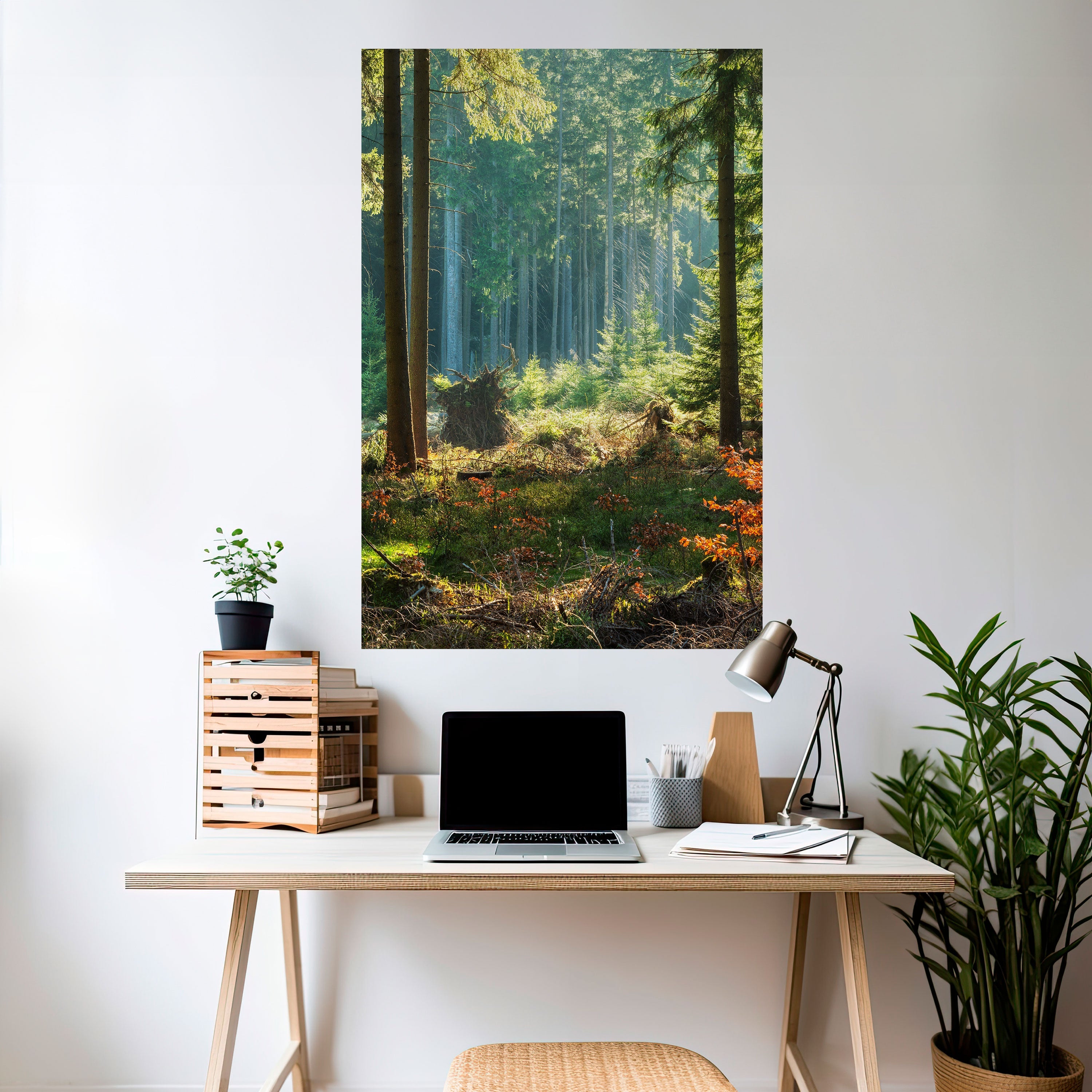 SUNLIT FOREST SERENADE Vertikales Poster zum Abziehen und Aufkleben