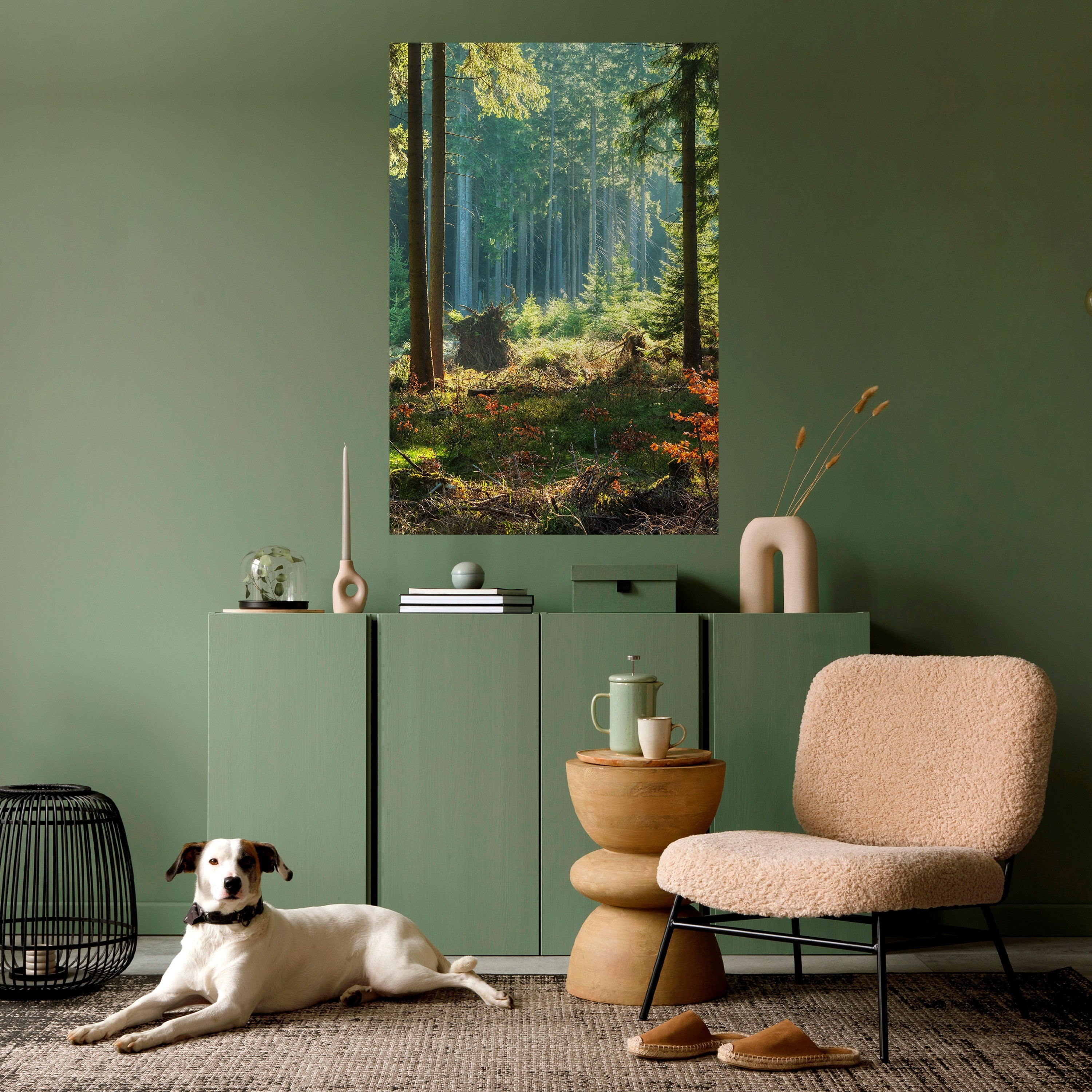 SUNLIT FOREST SERENADE Vertikales Poster zum Abziehen und Aufkleben