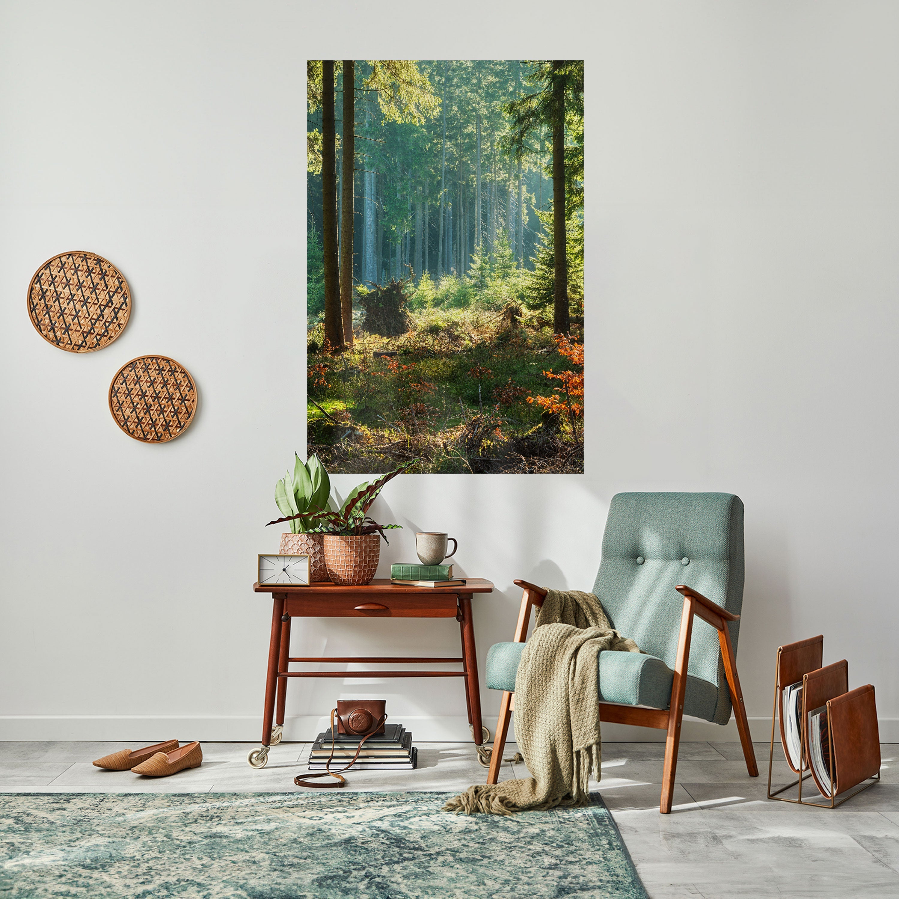 SUNLIT FOREST SERENADE Vertikales Poster zum Abziehen und Aufkleben