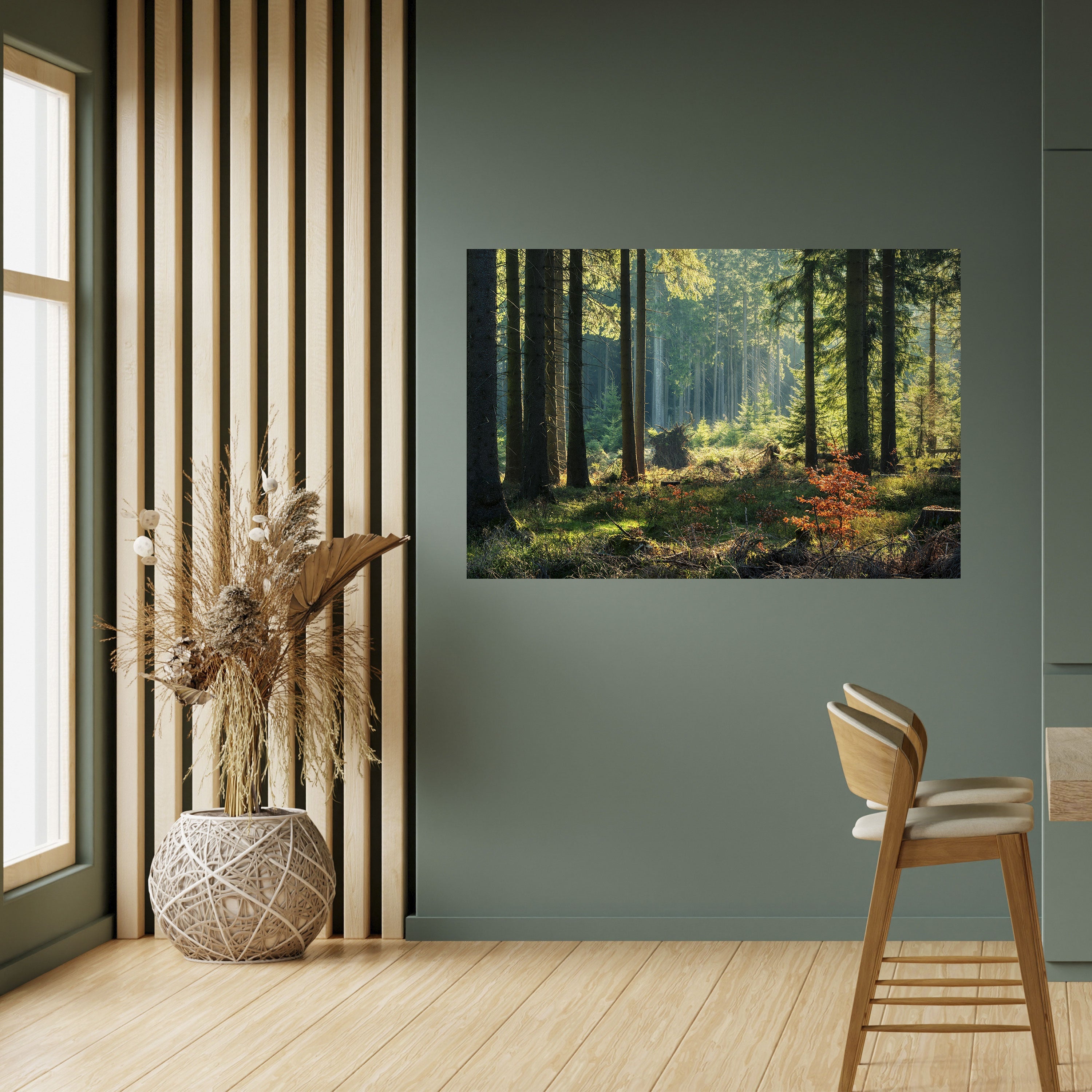 SUNLIT FOREST SERENADE Peel and Stick Horizontal Poster
