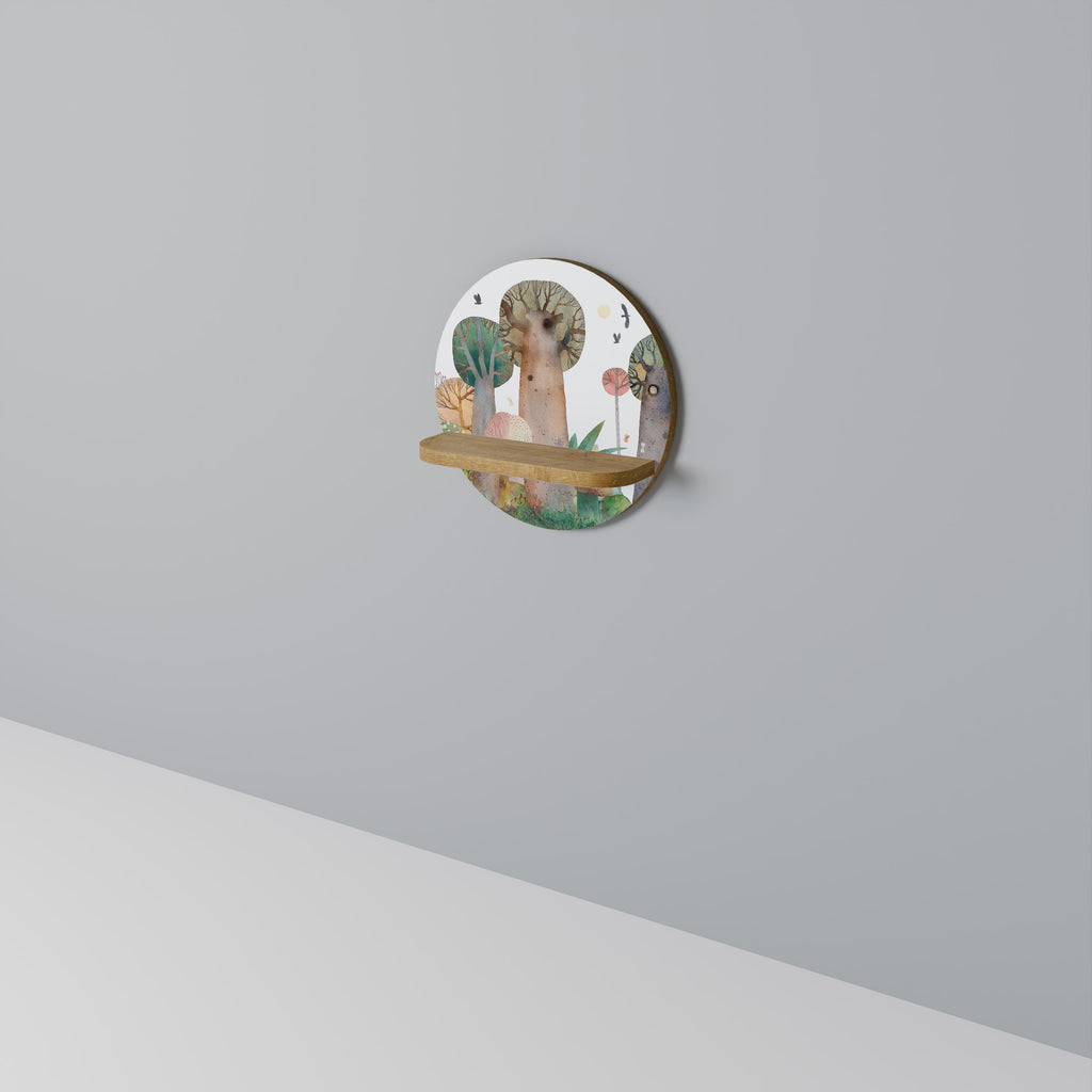 FLIGHT OVER Rundes Kunstregal in Eiche-Optik