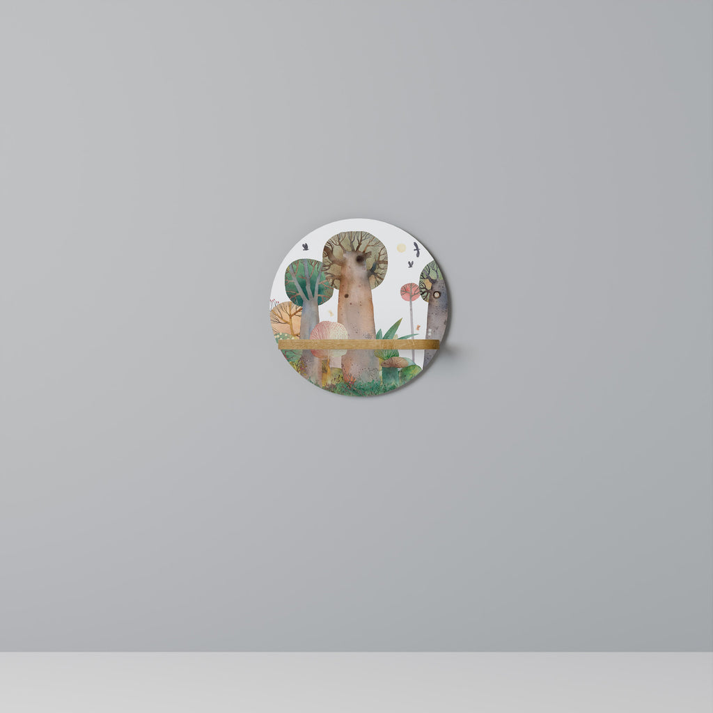 FLIGHT OVER Rundes Kunstregal in Eiche-Optik