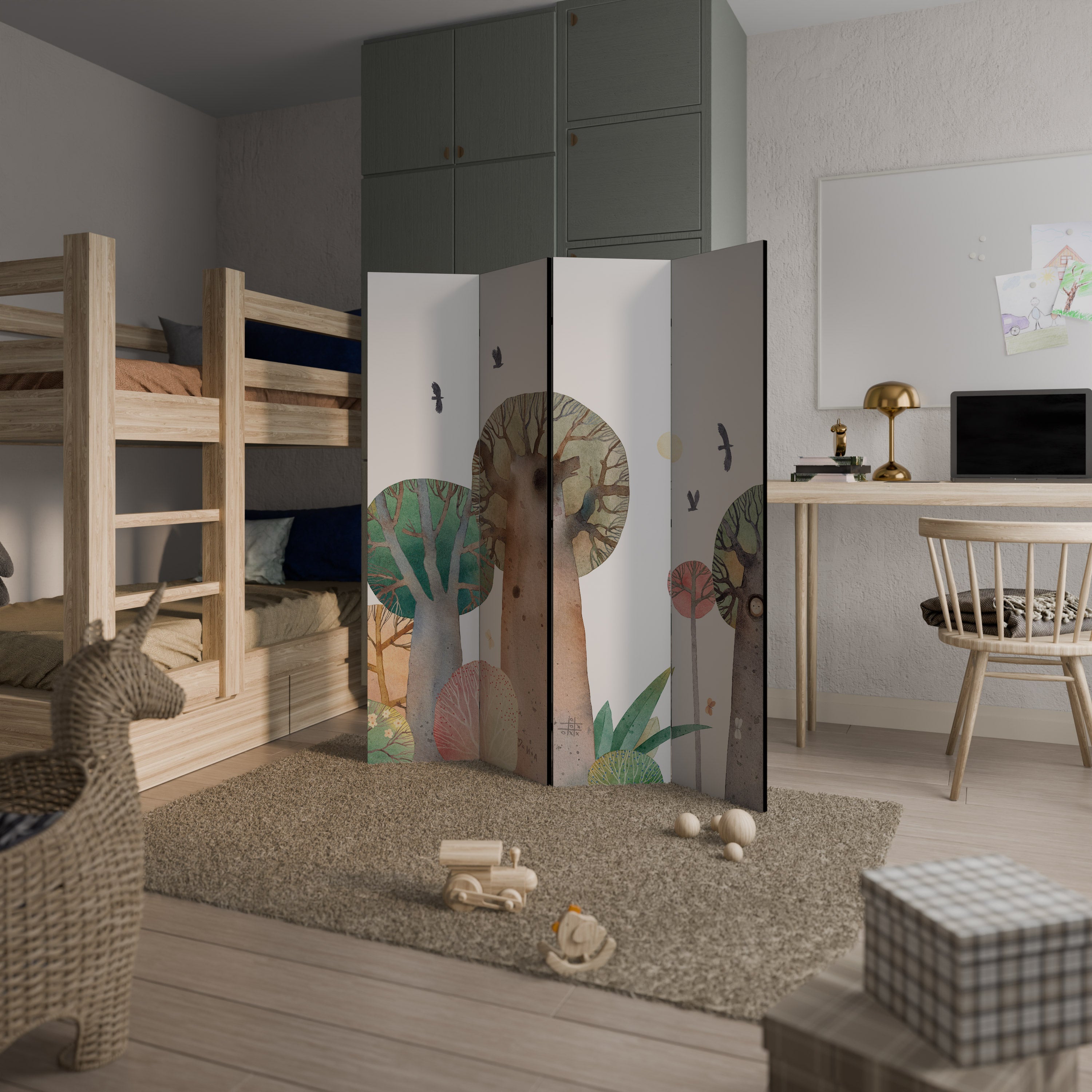 FLIGHT OVER Dekorativer 4-teiliger Raumteiler