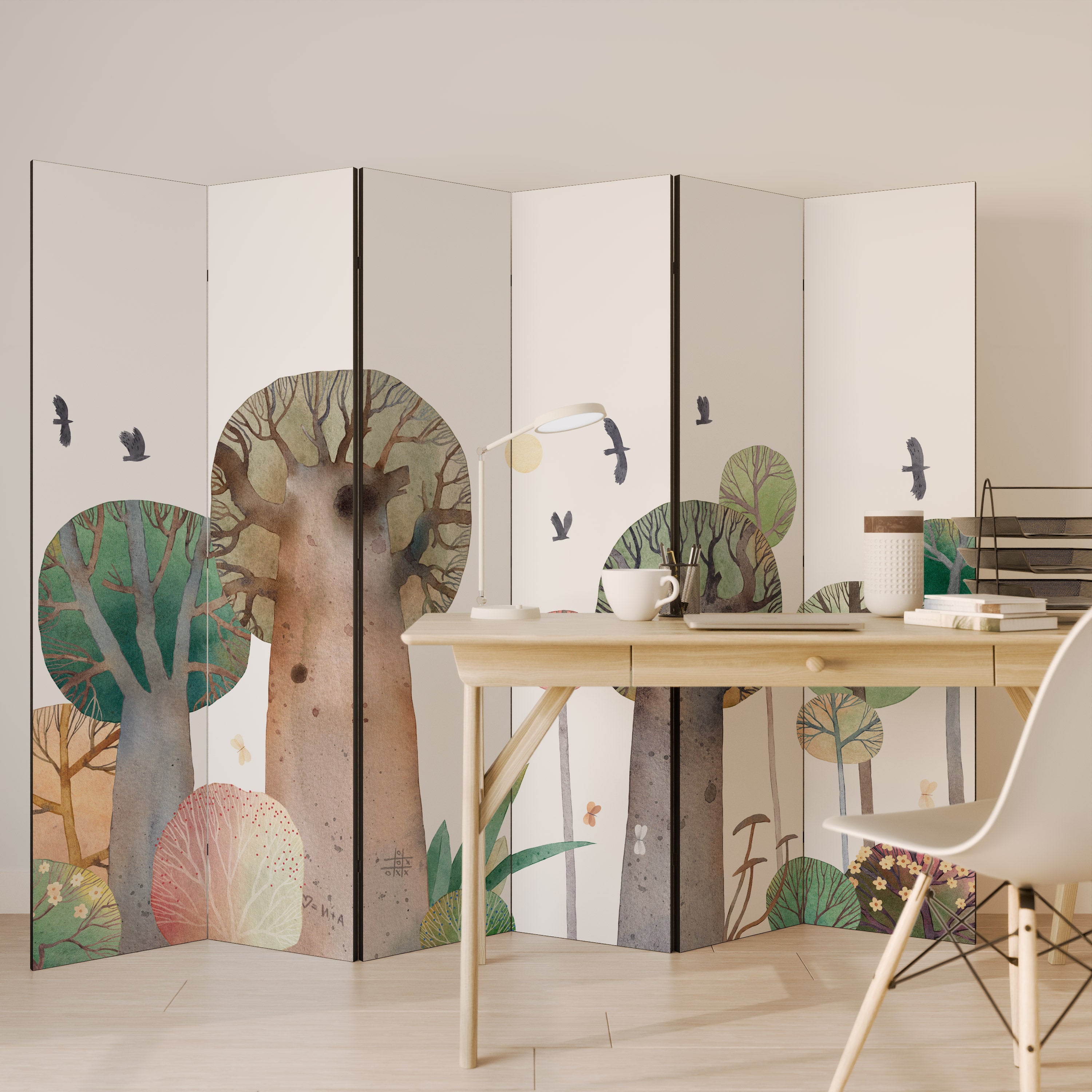 FLIGHT OVER 6-Panel Room Divider