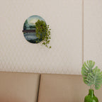 FOREST SUNSET Ovales Kunstregal in Schwarz