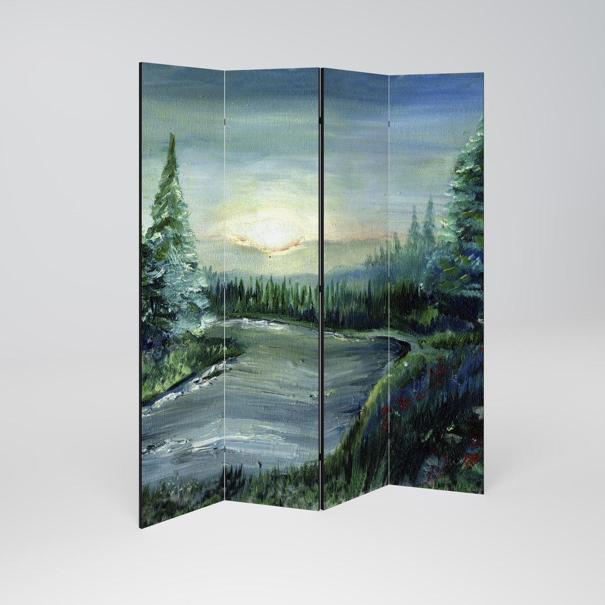 FOREST SUNSET 4-teiliger Paravent