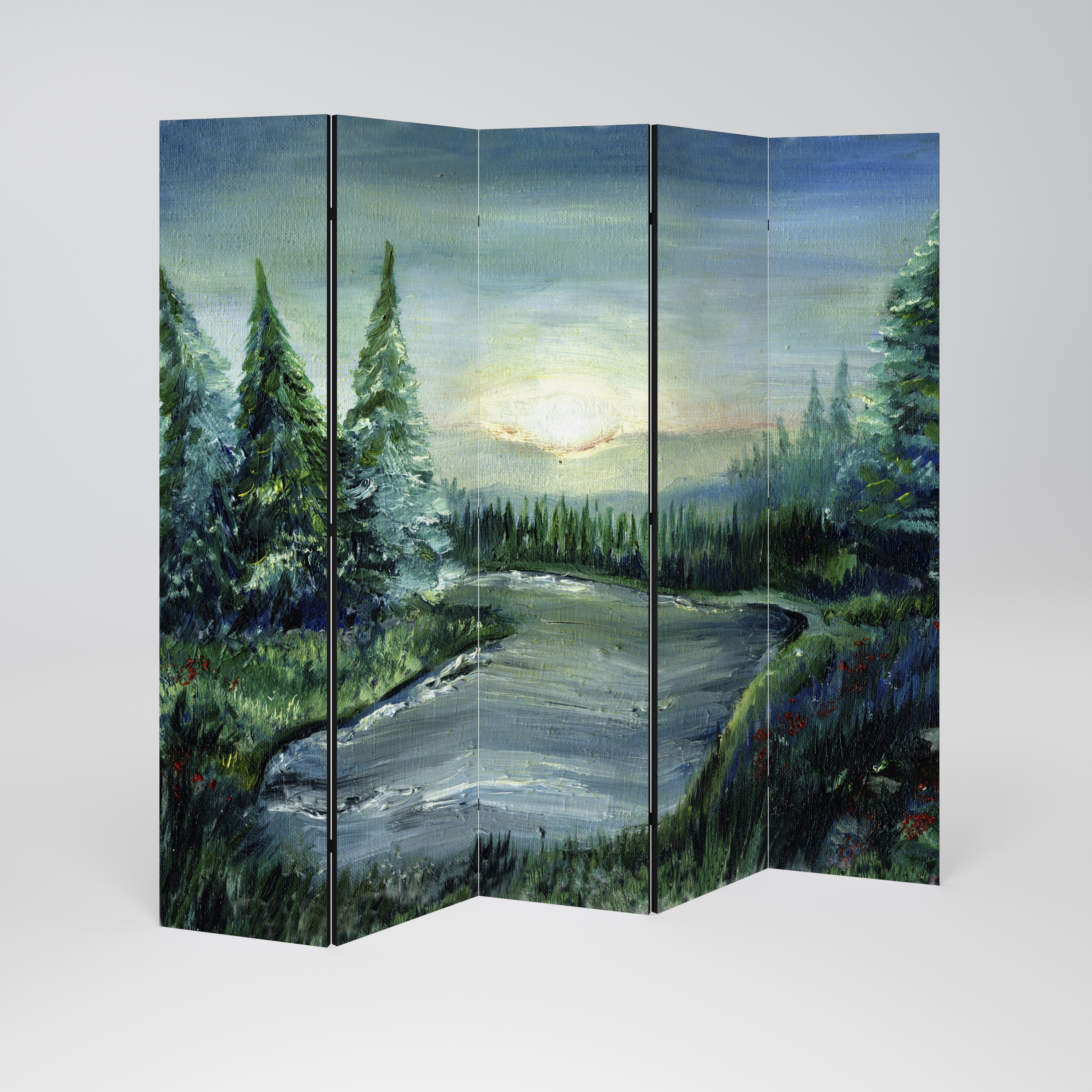 FOREST SUNSET Decorative 5-Panel Room Divider