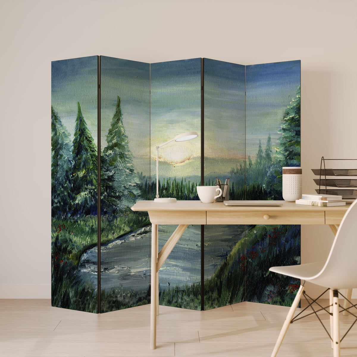 FOREST SUNSET 5-teiliger Paravent