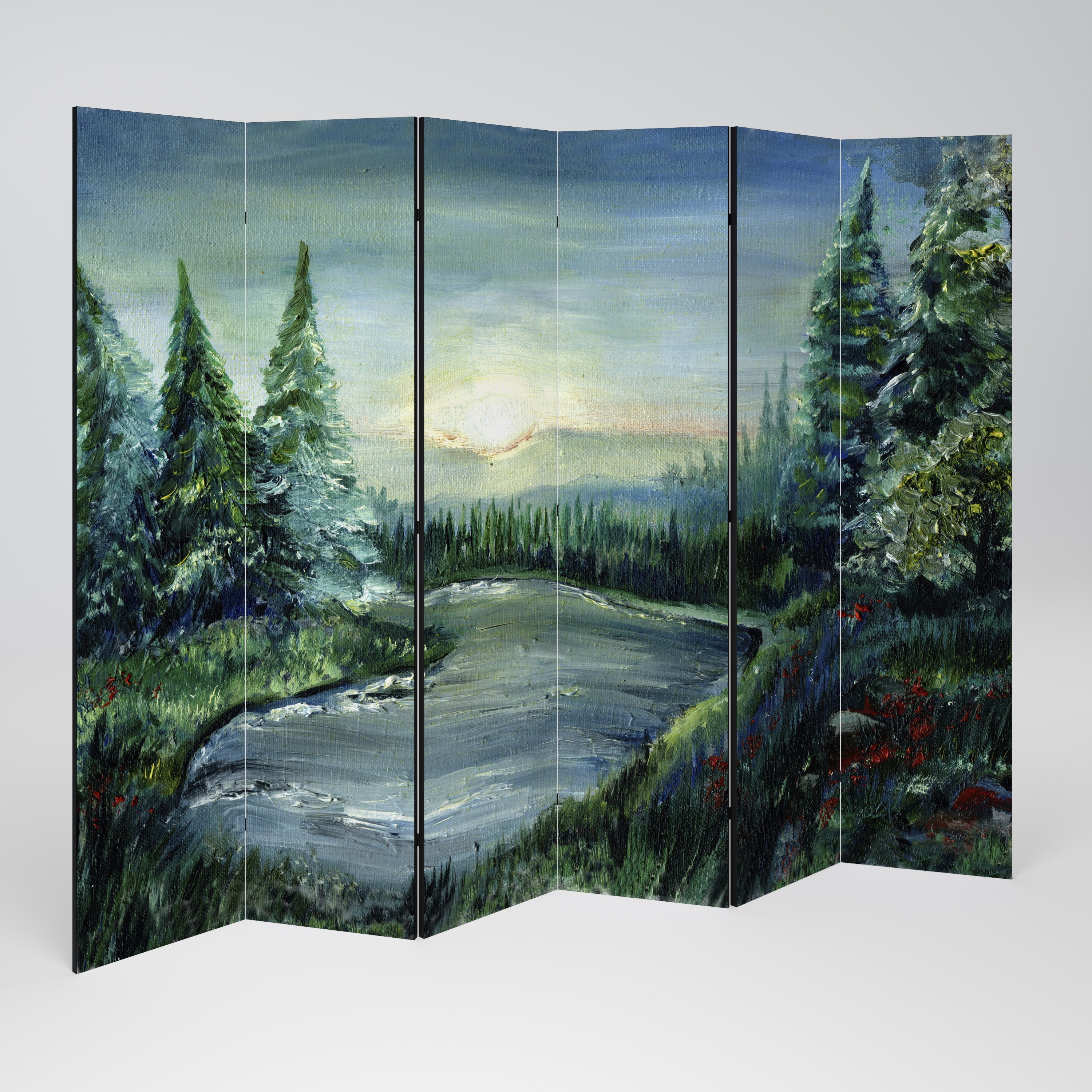 Dekorativer Raumteiler FOREST SUNSET mit 6 Paneelen