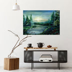 FOREST SUNSET Selbstklebendes Horizontal-Poster