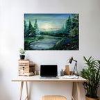 FOREST SUNSET Selbstklebendes Horizontal-Poster