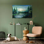 FOREST SUNSET Selbstklebendes Horizontal-Poster