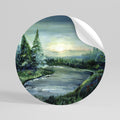 FOREST SUNSET Runder Wandsticker zum Abziehen und Aufkleben