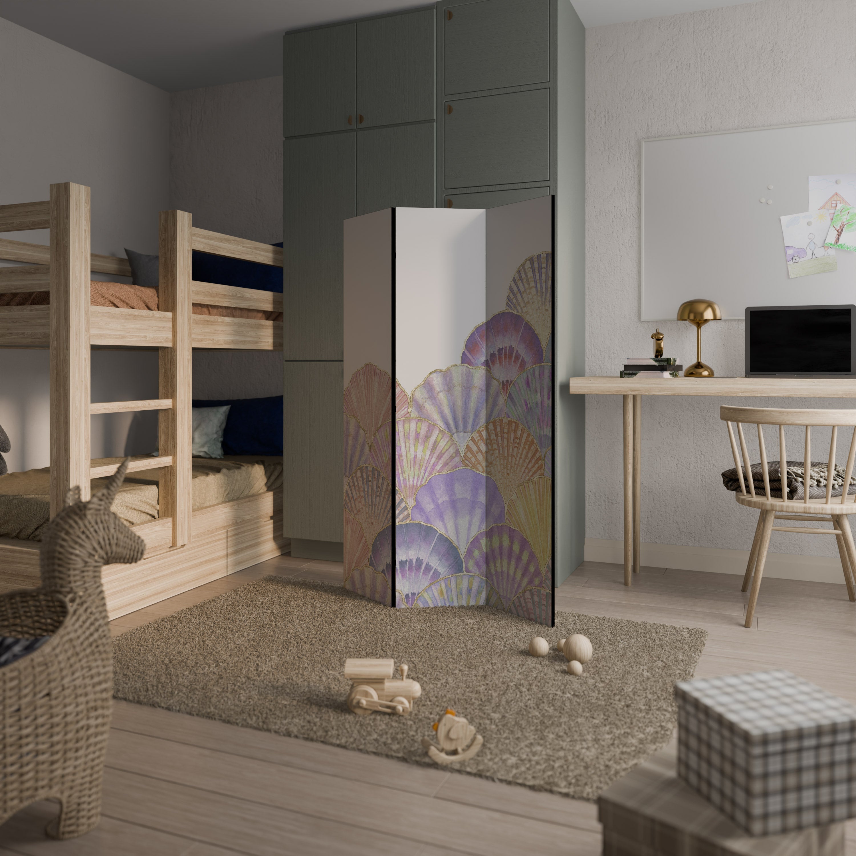 PASTEL OCEAN DREAMS Decorative 3-Panel Room Divider