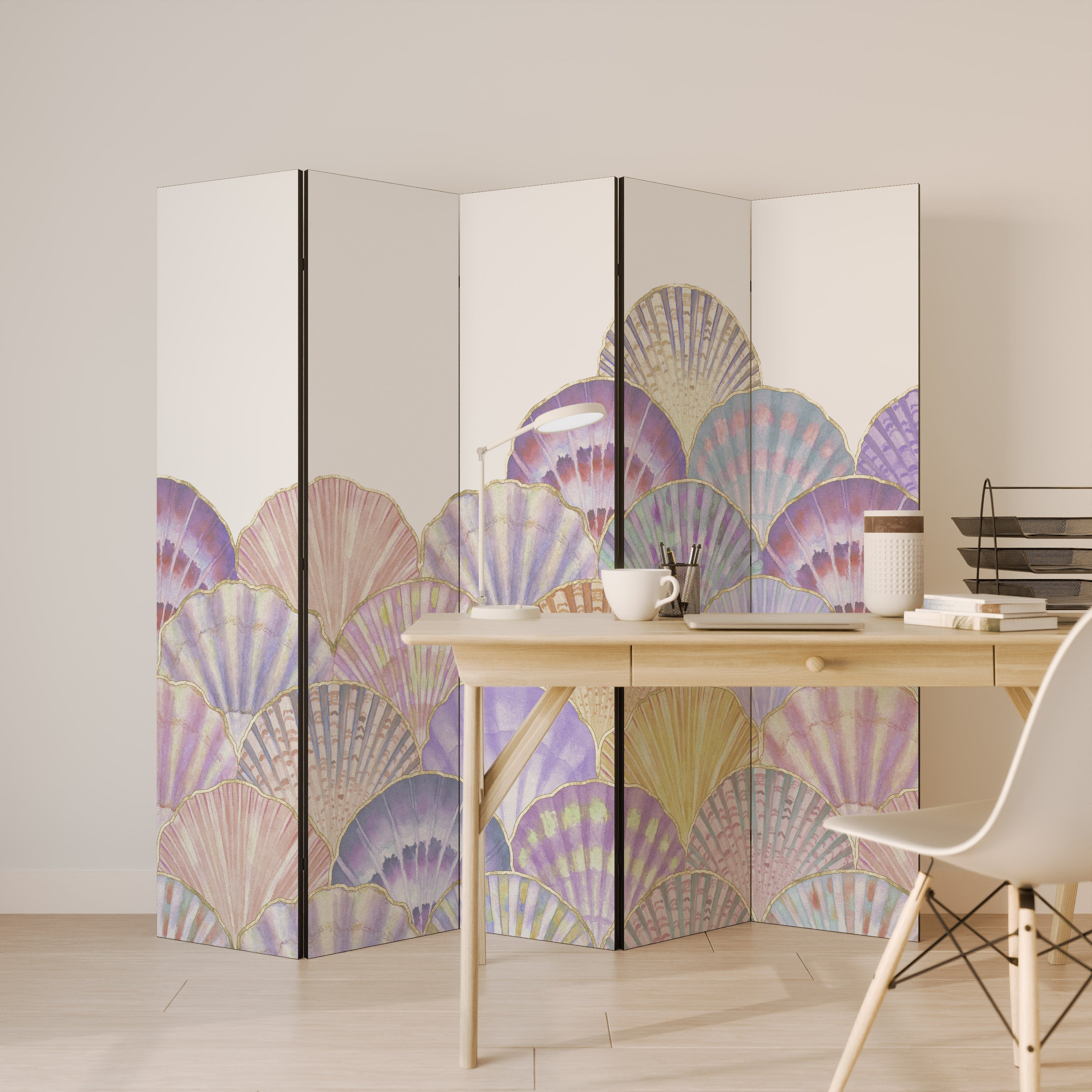 PASTEL OCEAN DREAMS Decorative 5-Panel Room Divider