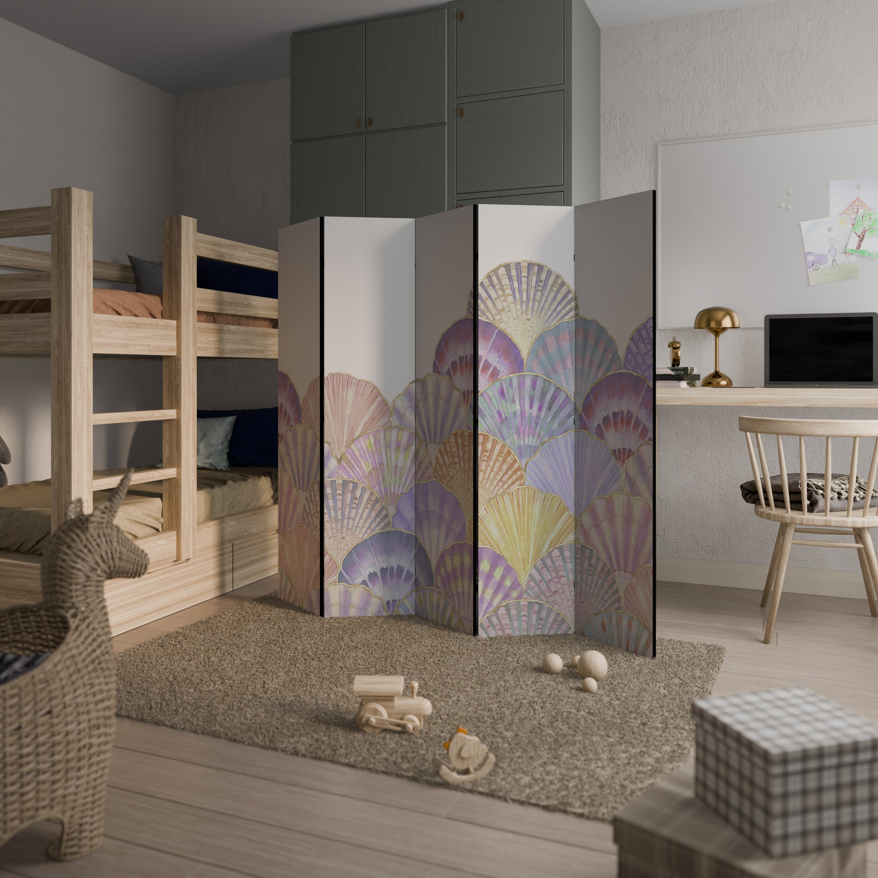 PASTEL OCEAN DREAMS Decorative 5-Panel Room Divider
