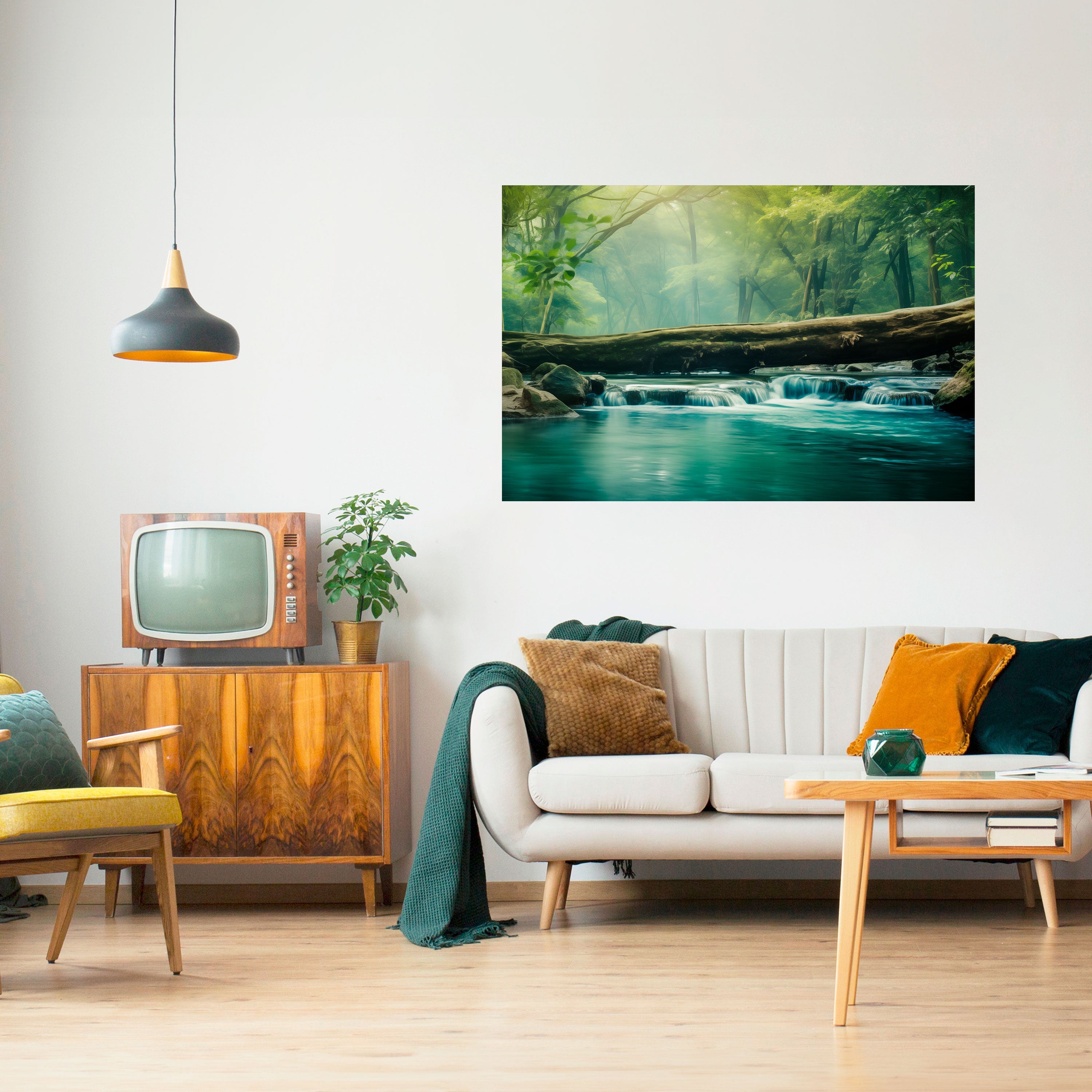 DREAMY WATERFALL GLIMMER Peel and Stick Horizontal Poster