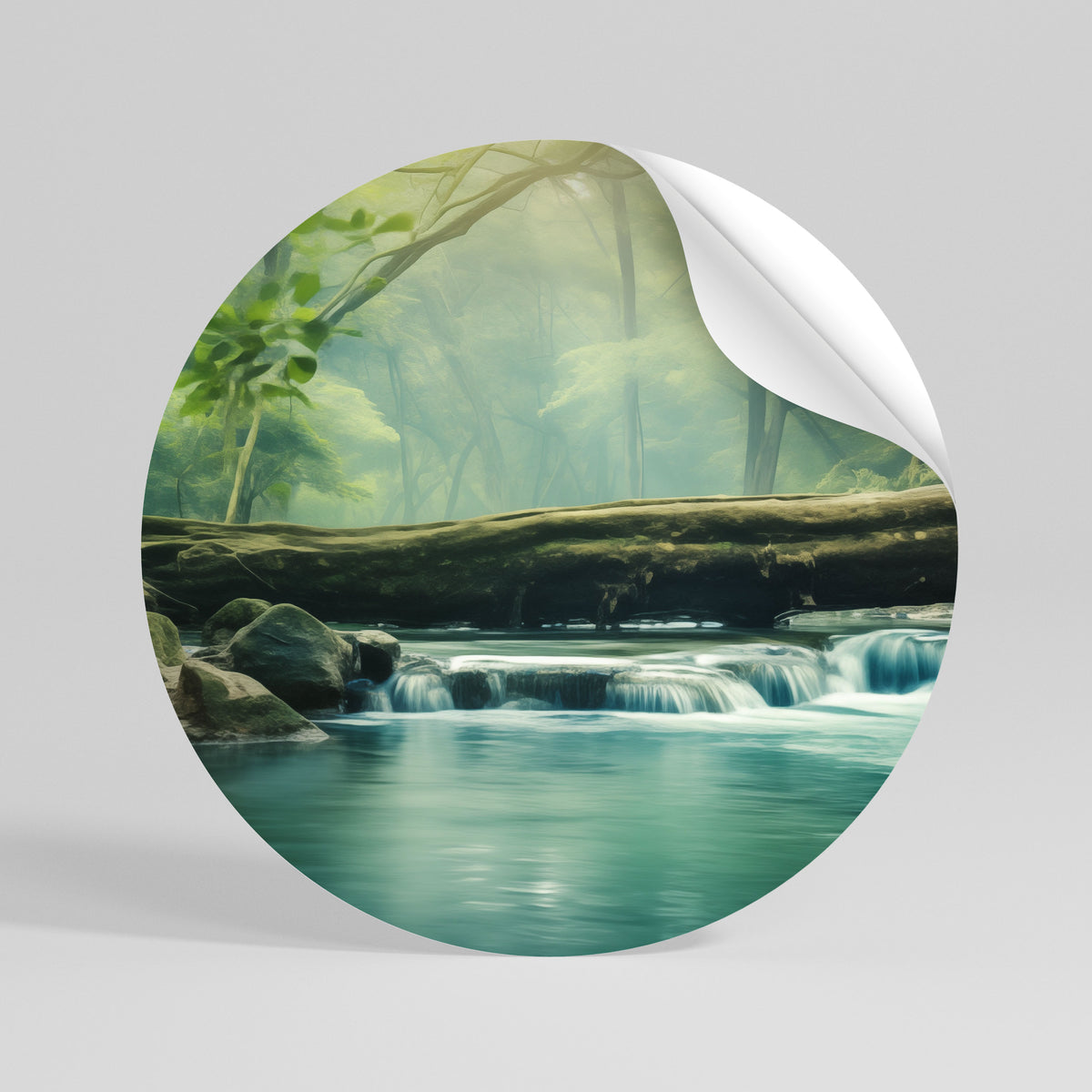 DREAMY WATERFALL GLIMMER Runder Wandsticker zum Abziehen und Aufkleben