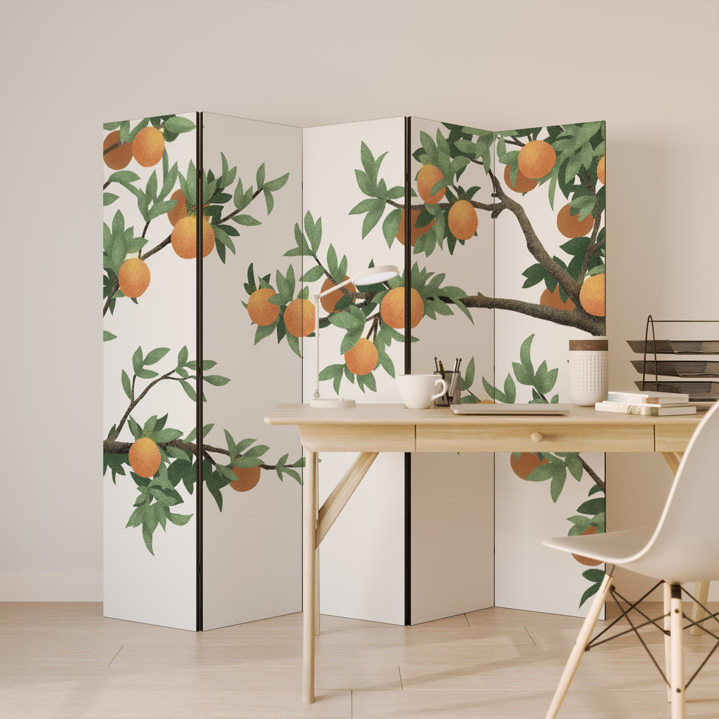 GORGEOUS ORANGE Decorative 5-Panel Room Divider