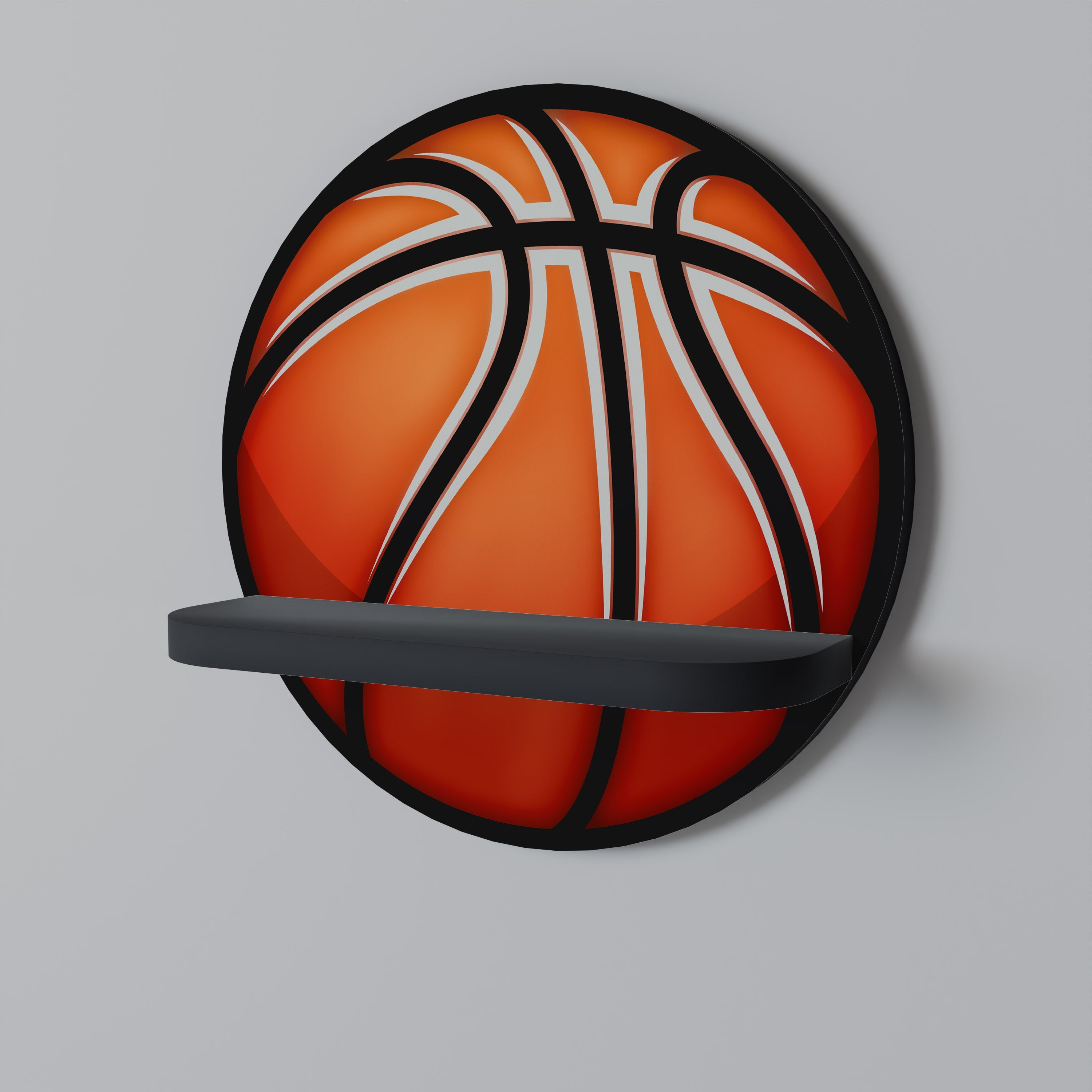 BASKETBALL LUST Rundes Kunstregal in Schwarz
