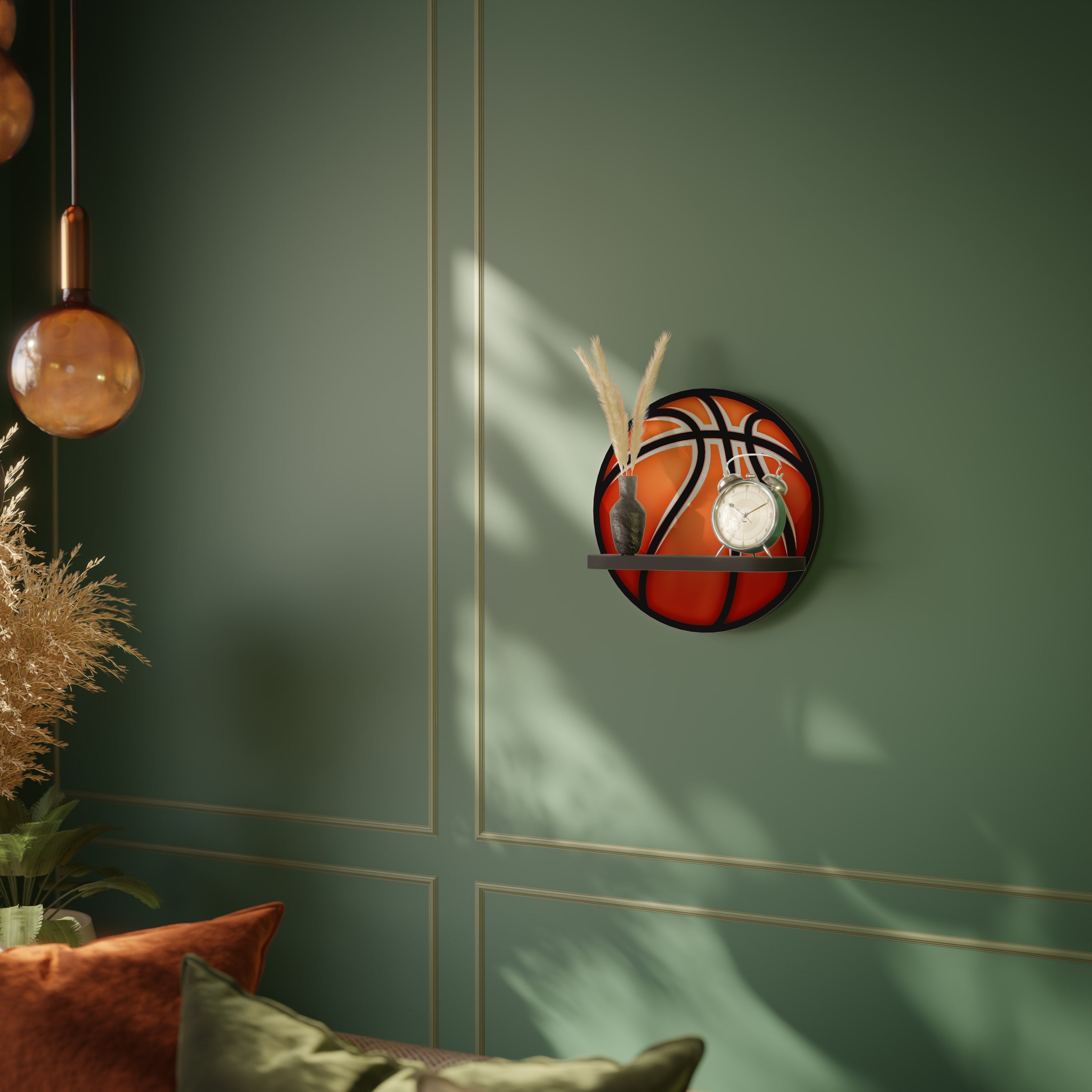BASKETBALL LUST Rundes Kunstregal in Schwarz