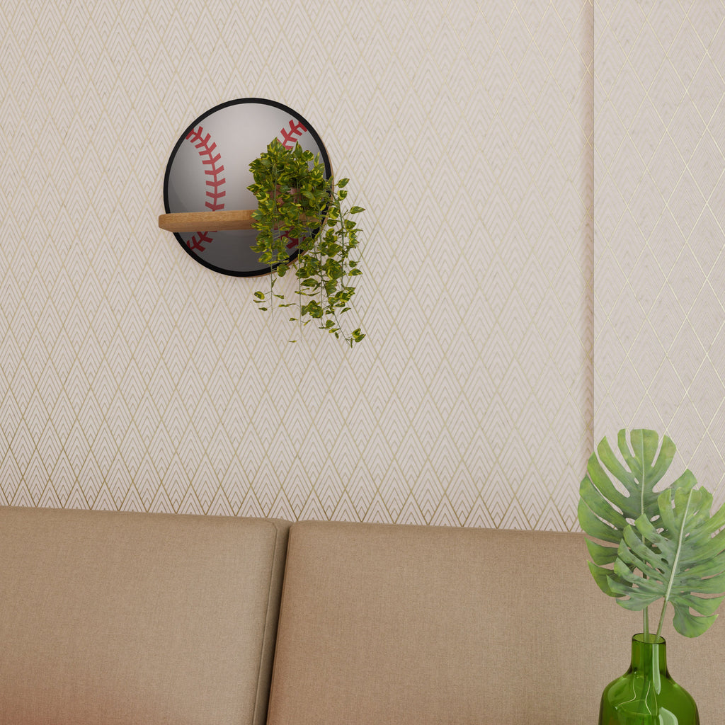 BASEBALL AlLURE Rundes Kunstregal in Eiche-Optik