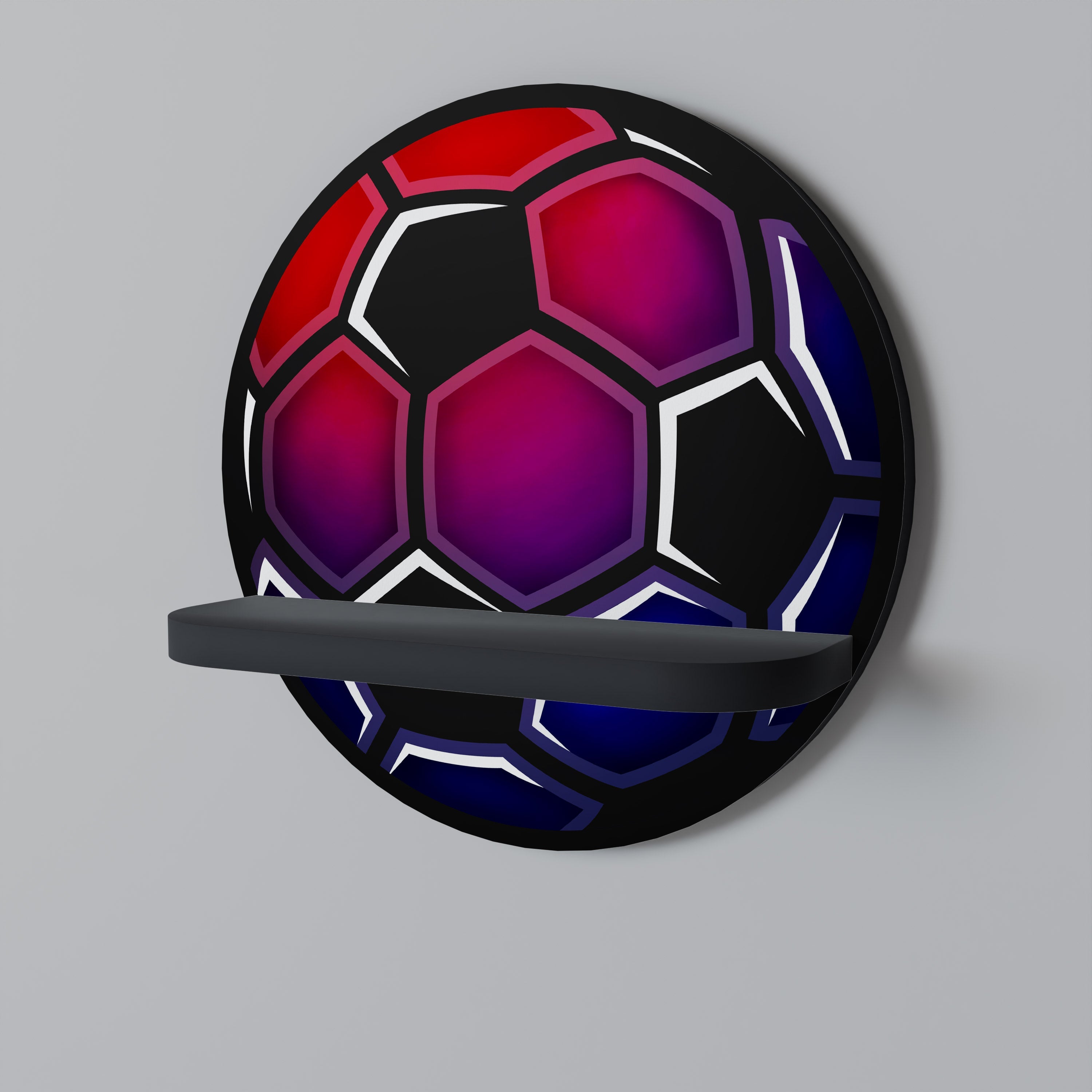 FOOTBALL DREAM Rundes Kunstregal in Schwarz