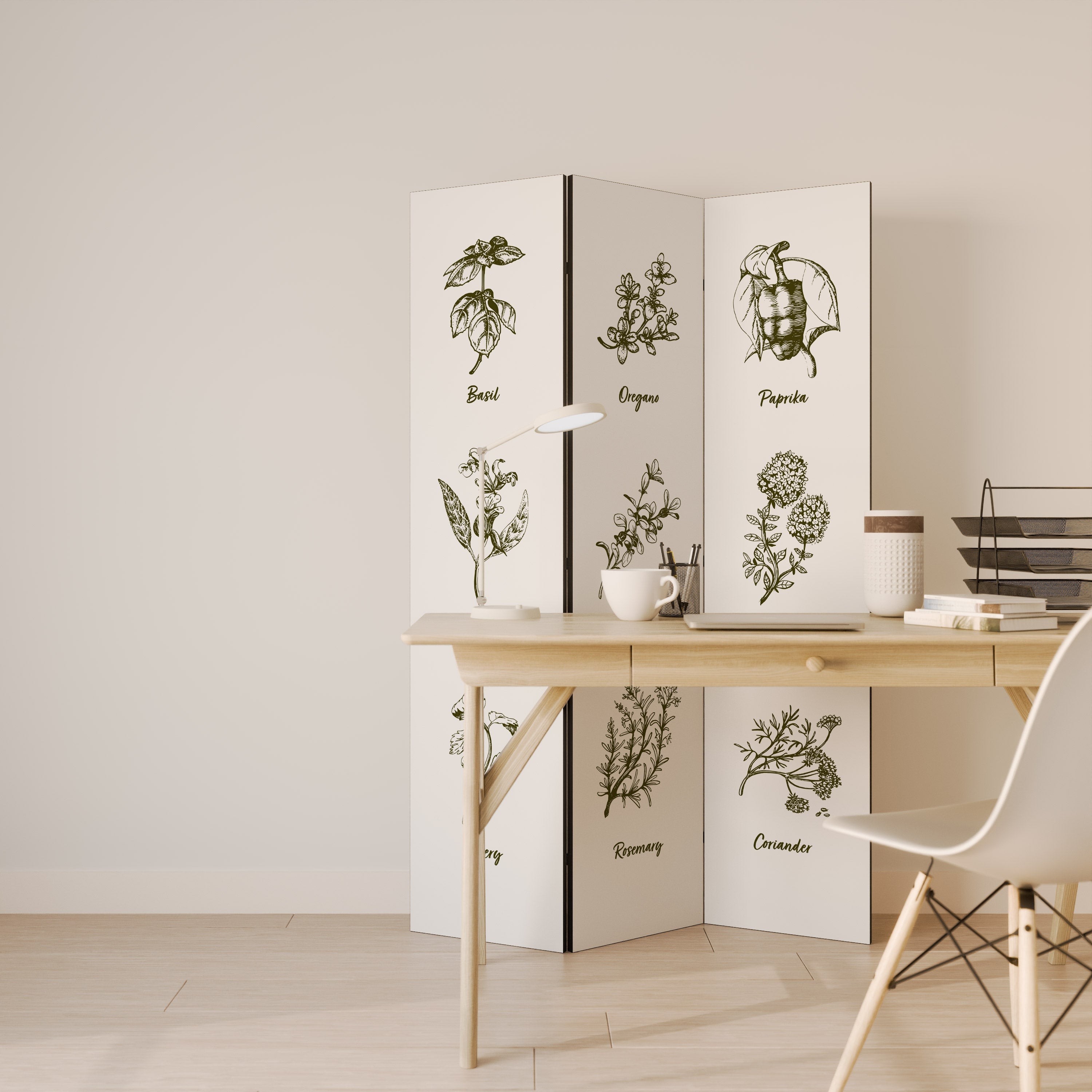 HERBAL FINESSE - ENG Dekorativer 3-teiliger Raumteiler