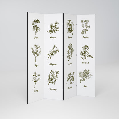 HERBAL FINESSE - ENG 4-teiliger Paravent