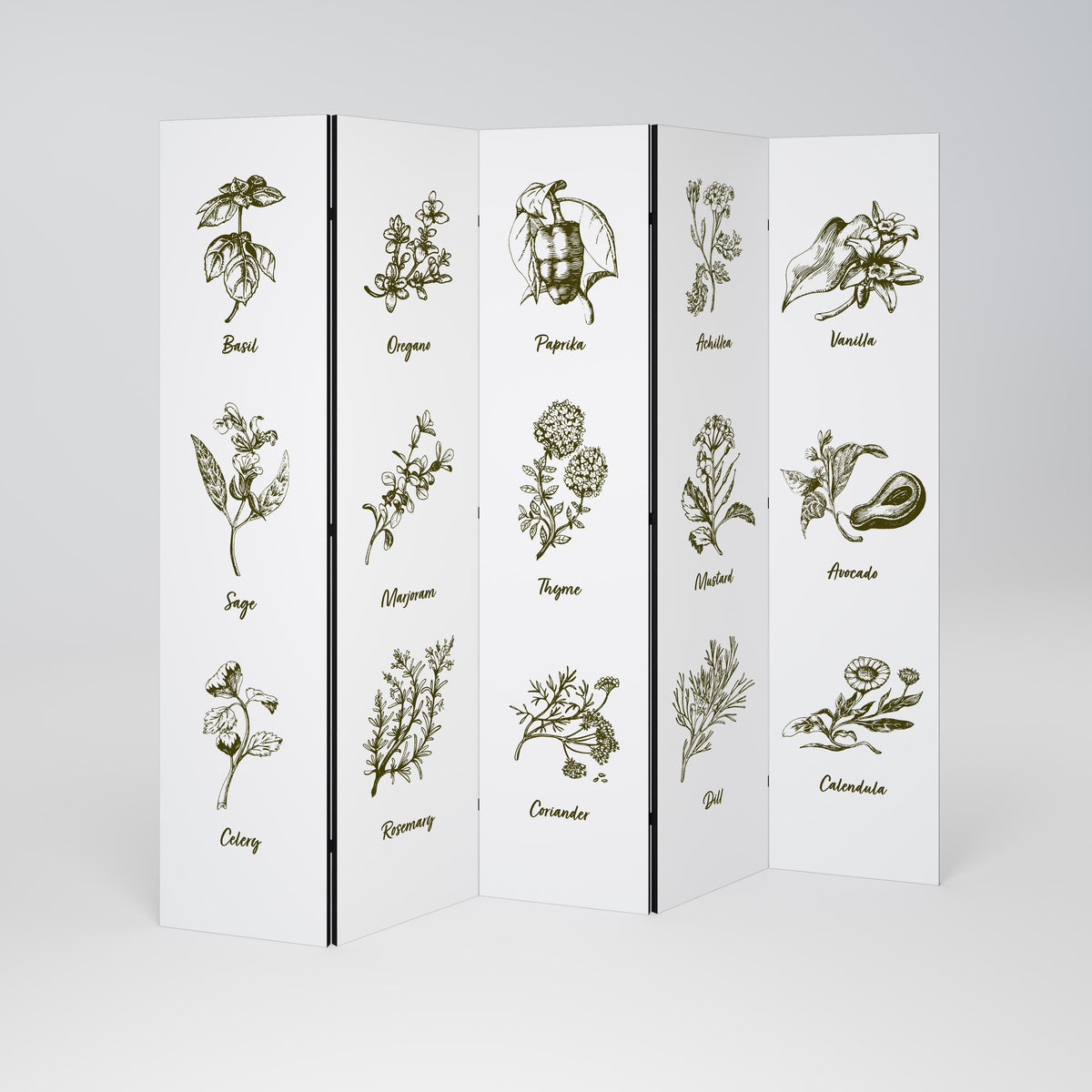 HERBAL FINESSE - ENG 5-teiliger Paravent