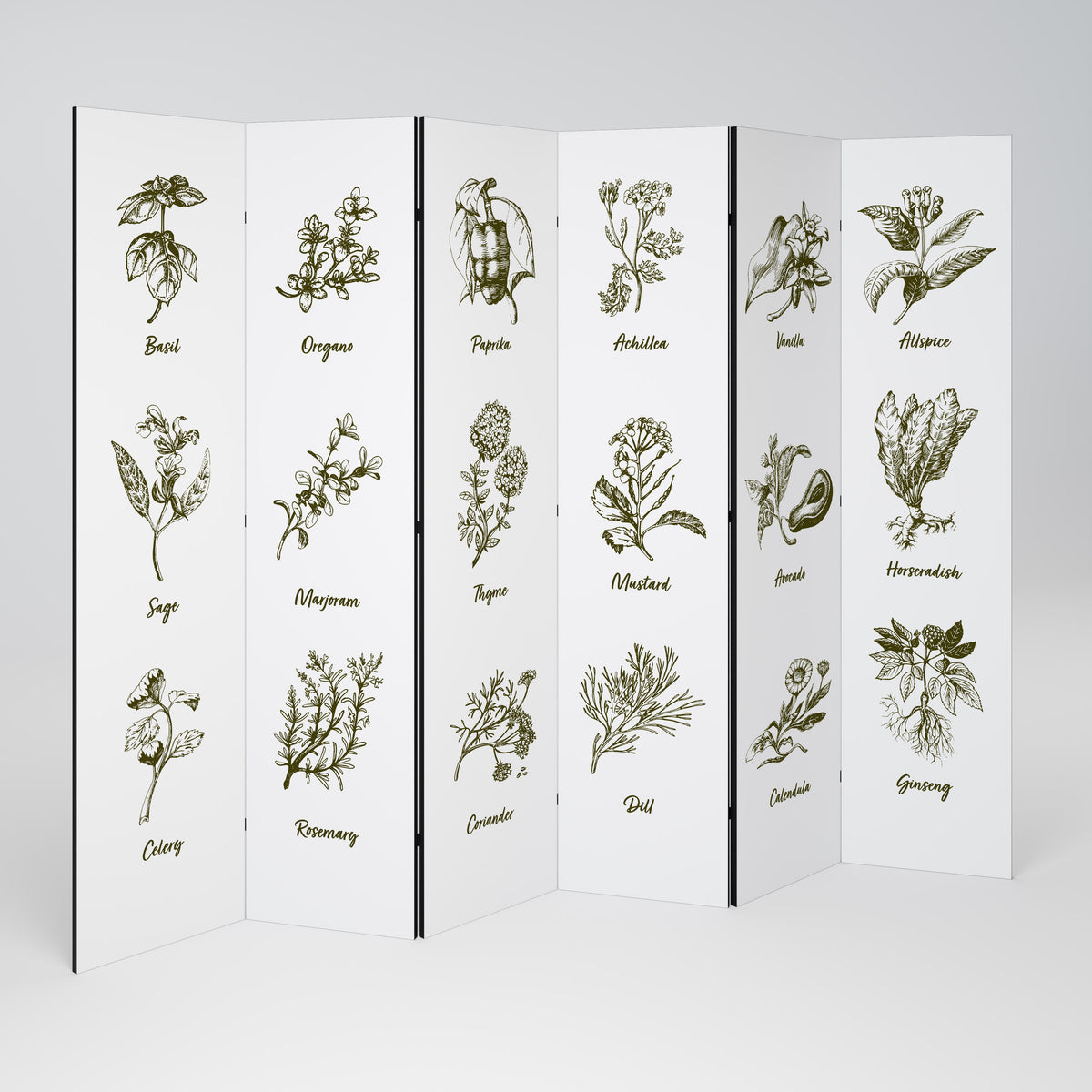 HERBAL FINESSE - ENG 6-teiliger Paravent