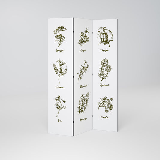 WHISPERS OF WILD HERBS 3-Panel Room Divider