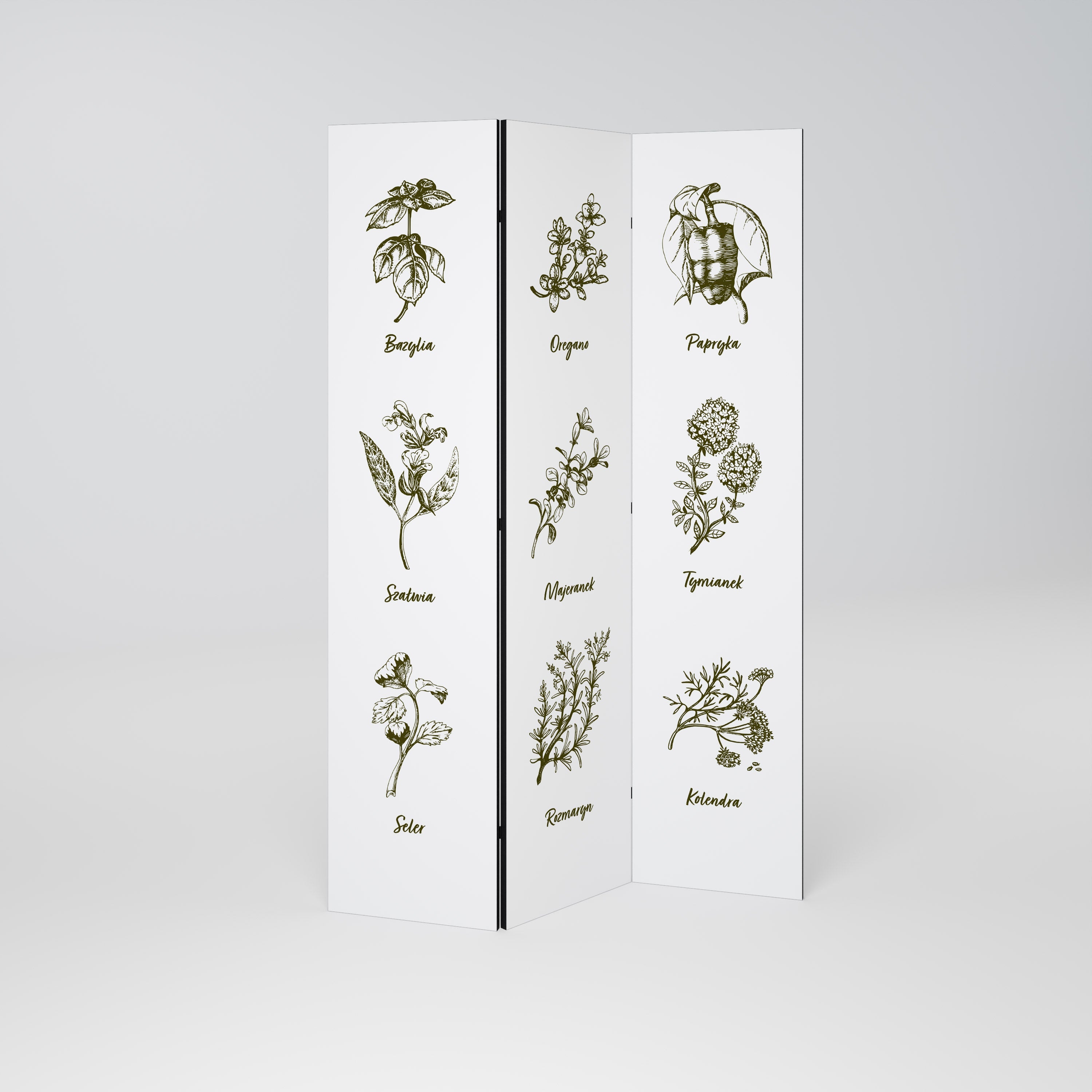 WHISPERS OF WILD HERBS Dekorativer 3-teiliger Raumteiler
