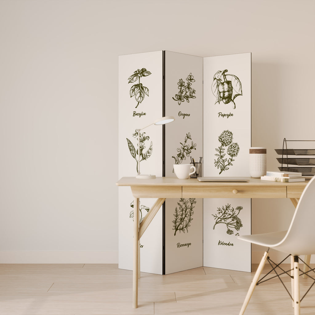 WHISPERS OF WILD HERBS 3-Panel Room Divider