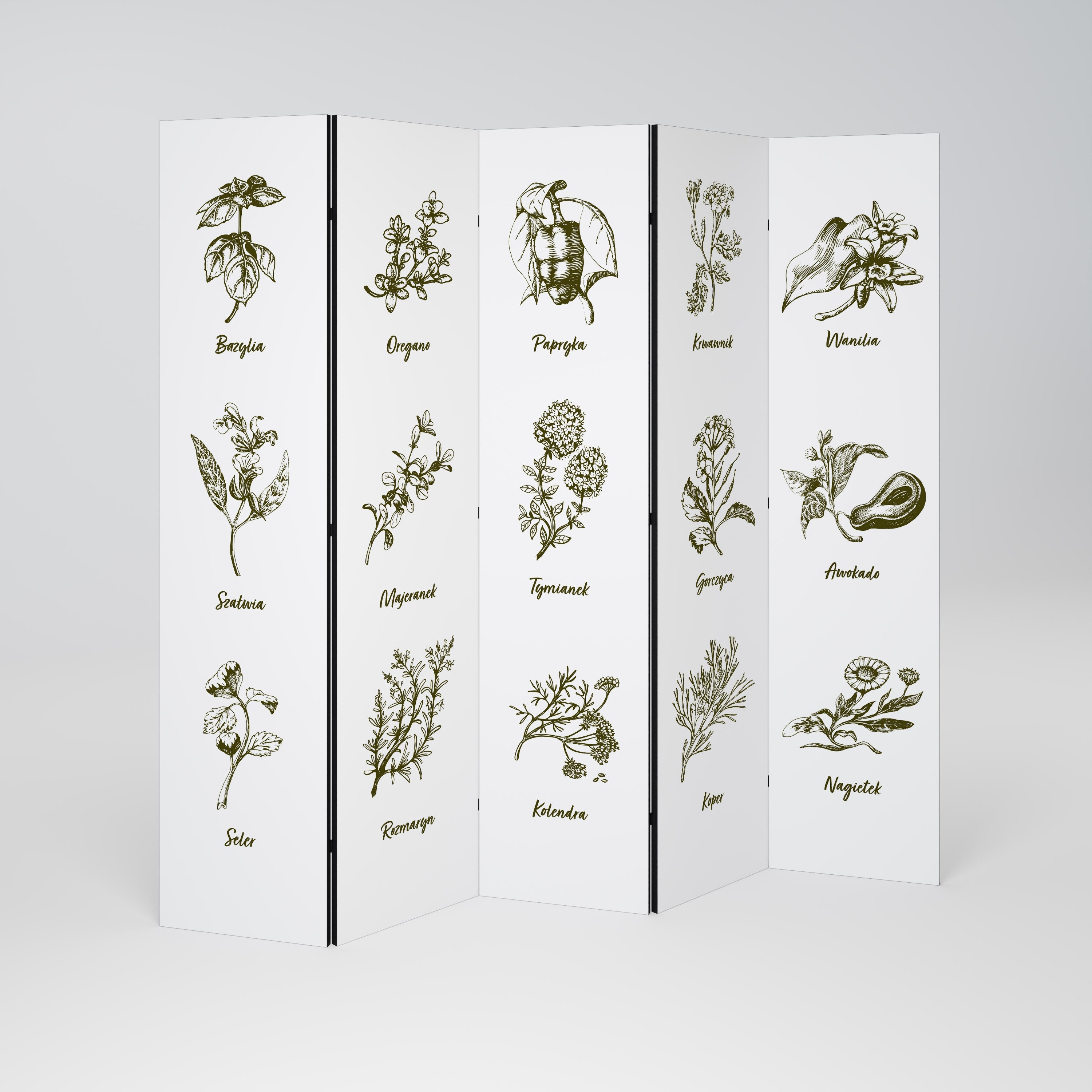 WHISPERS OF WILD HERBS Decorative 5-Panel Room Divider