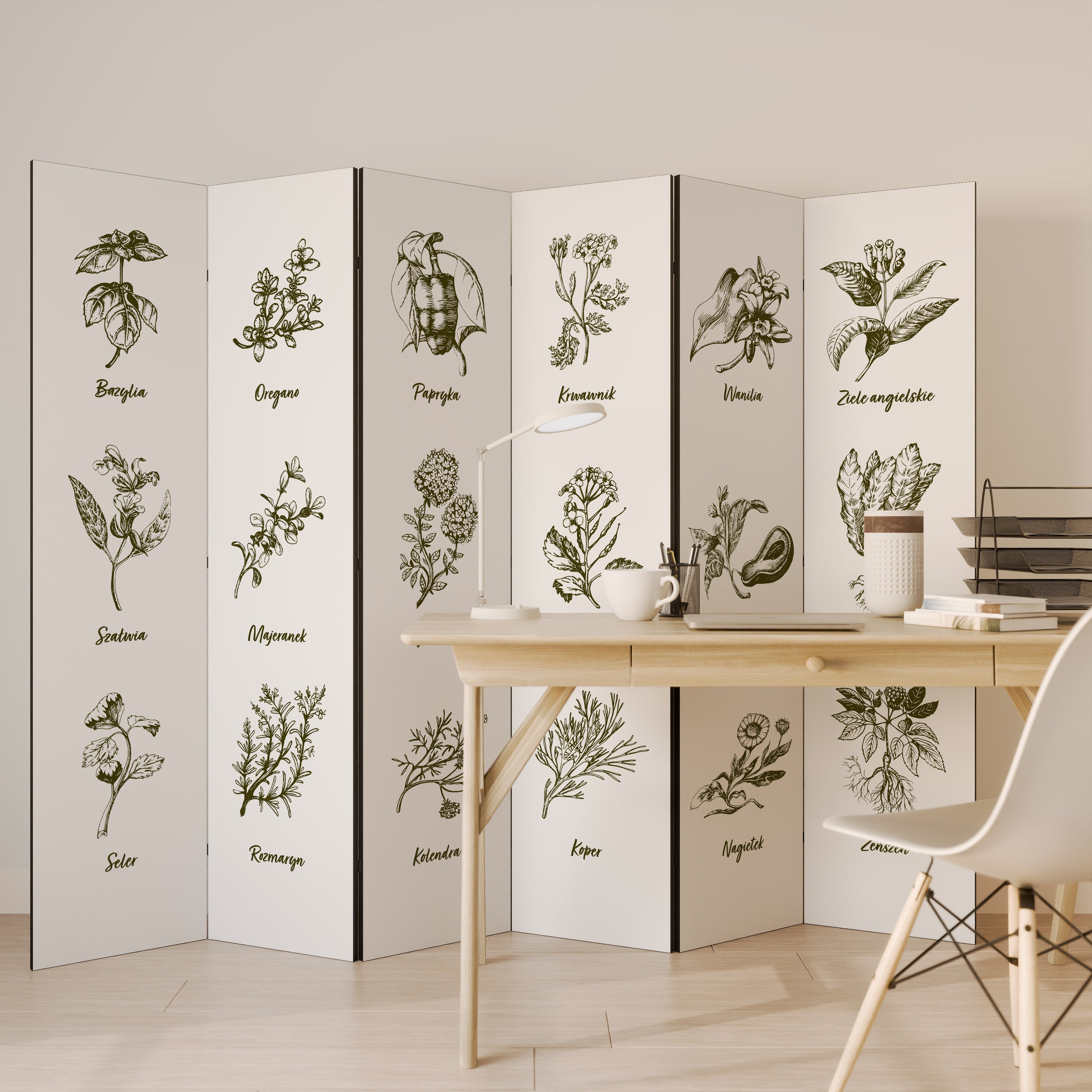 WHISPERS OF WILD HERBS 6-Panel Room Divider