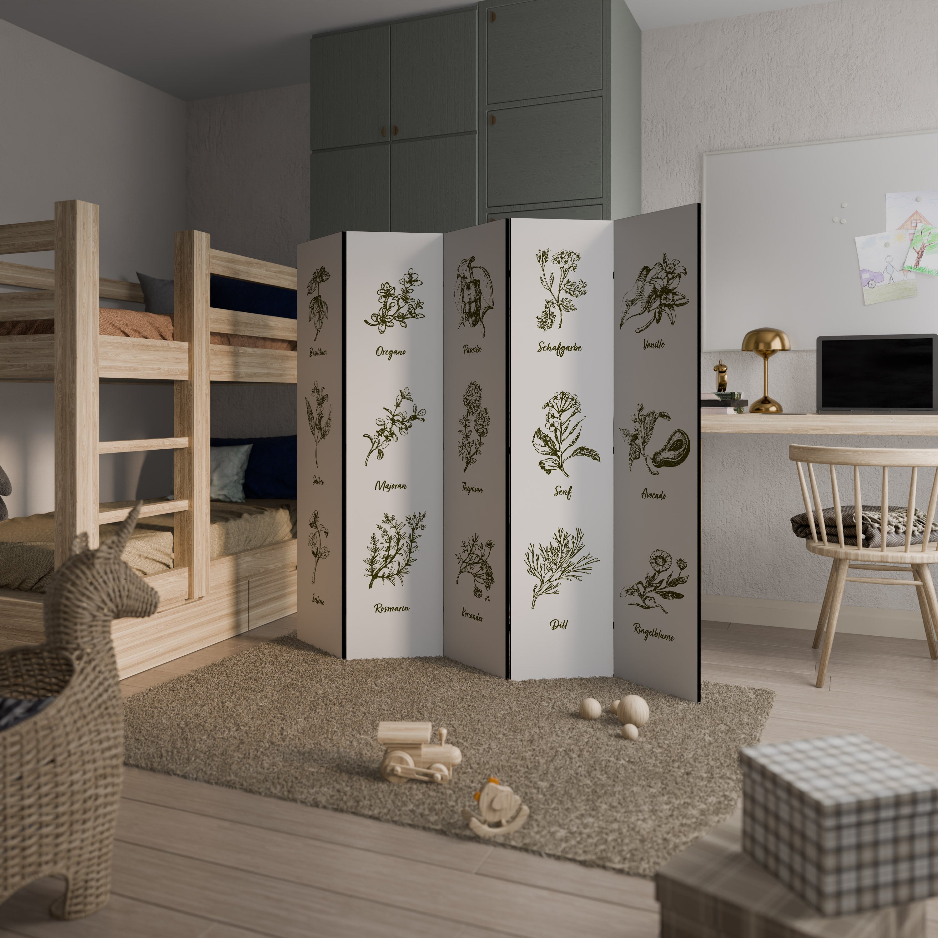 HERBAL FINESSE - DE Decorative 5-Panel Room Divider