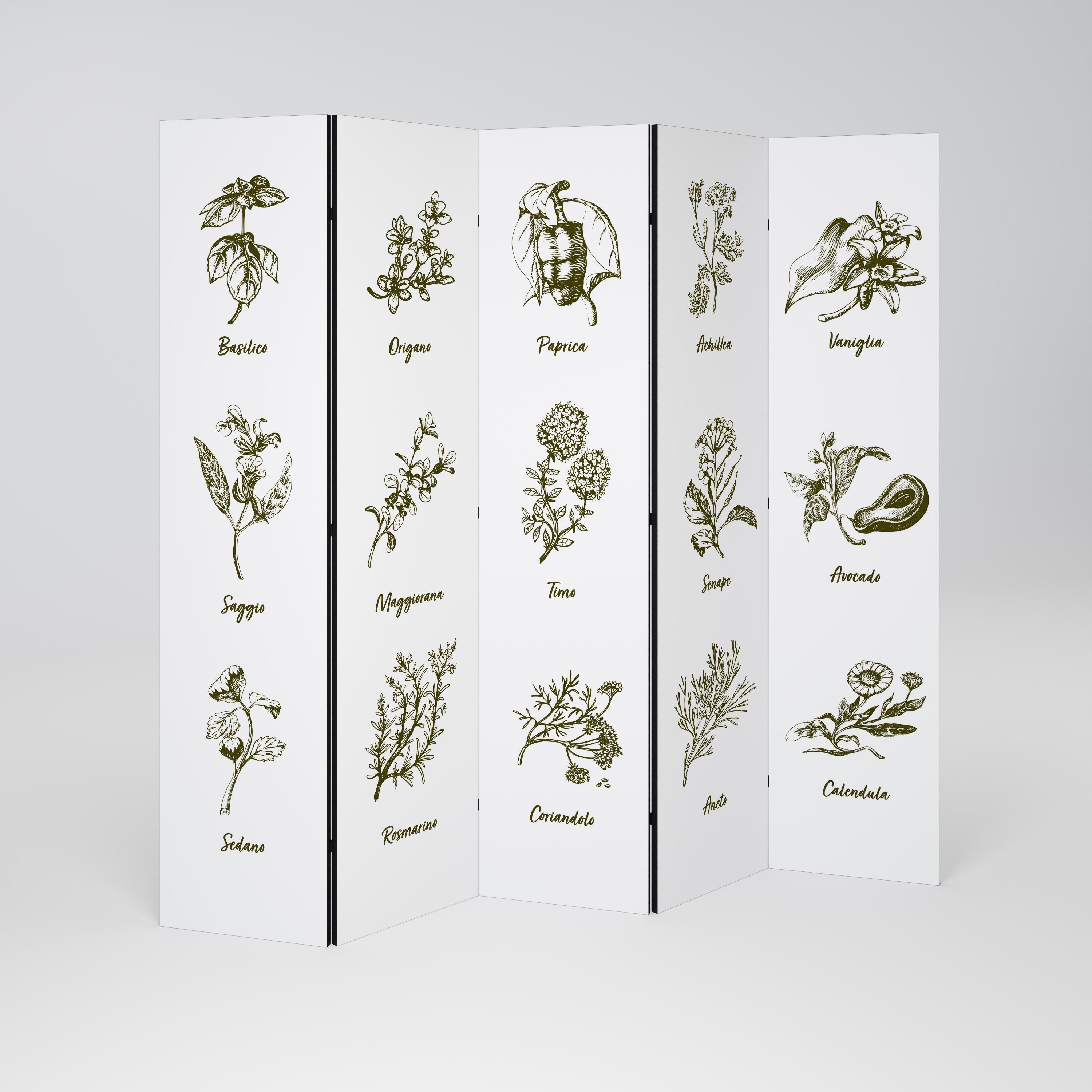 HERBAL FINESSE - IT Decorative 5-Panel Room Divider