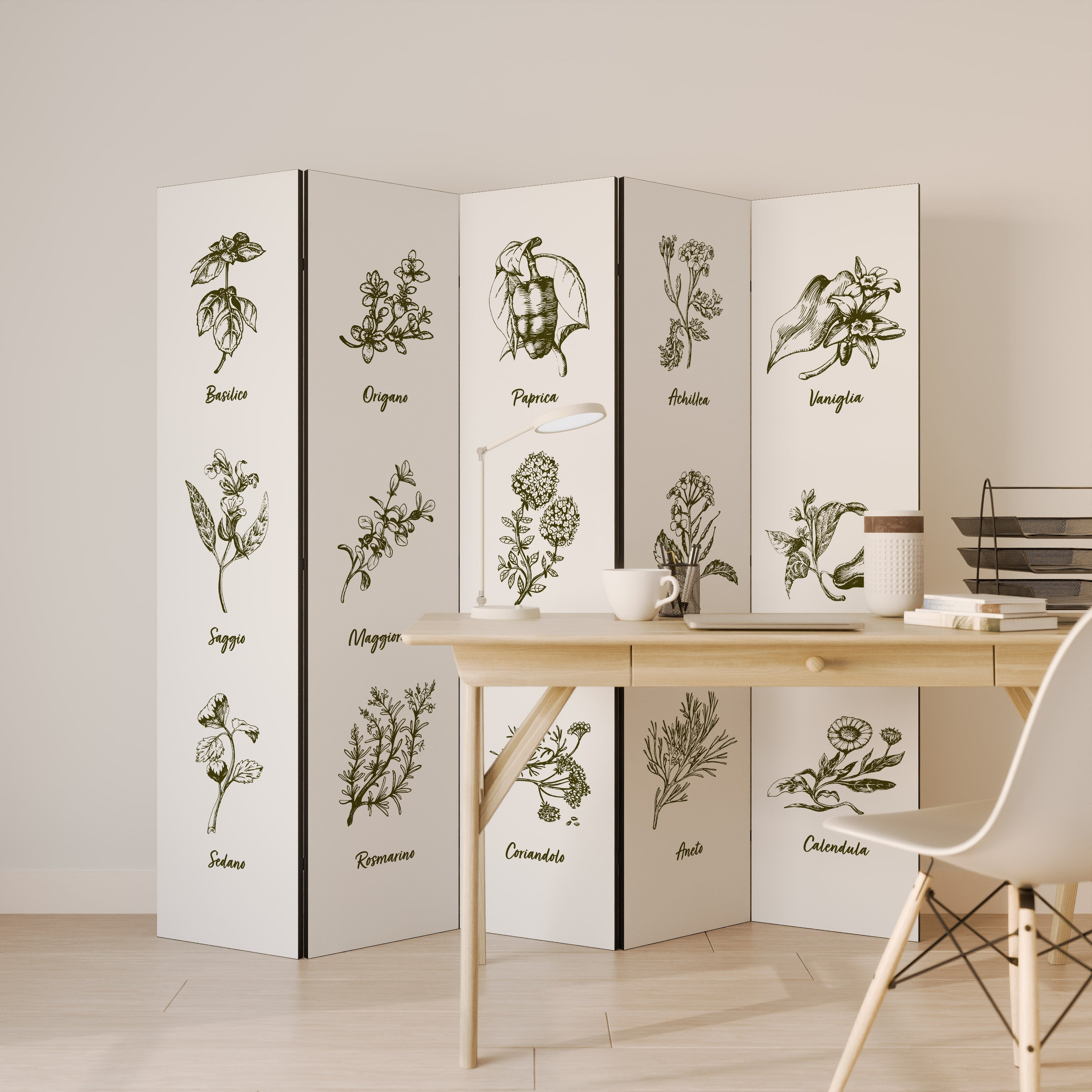 HERBAL FINESSE - IT Decorative 5-Panel Room Divider