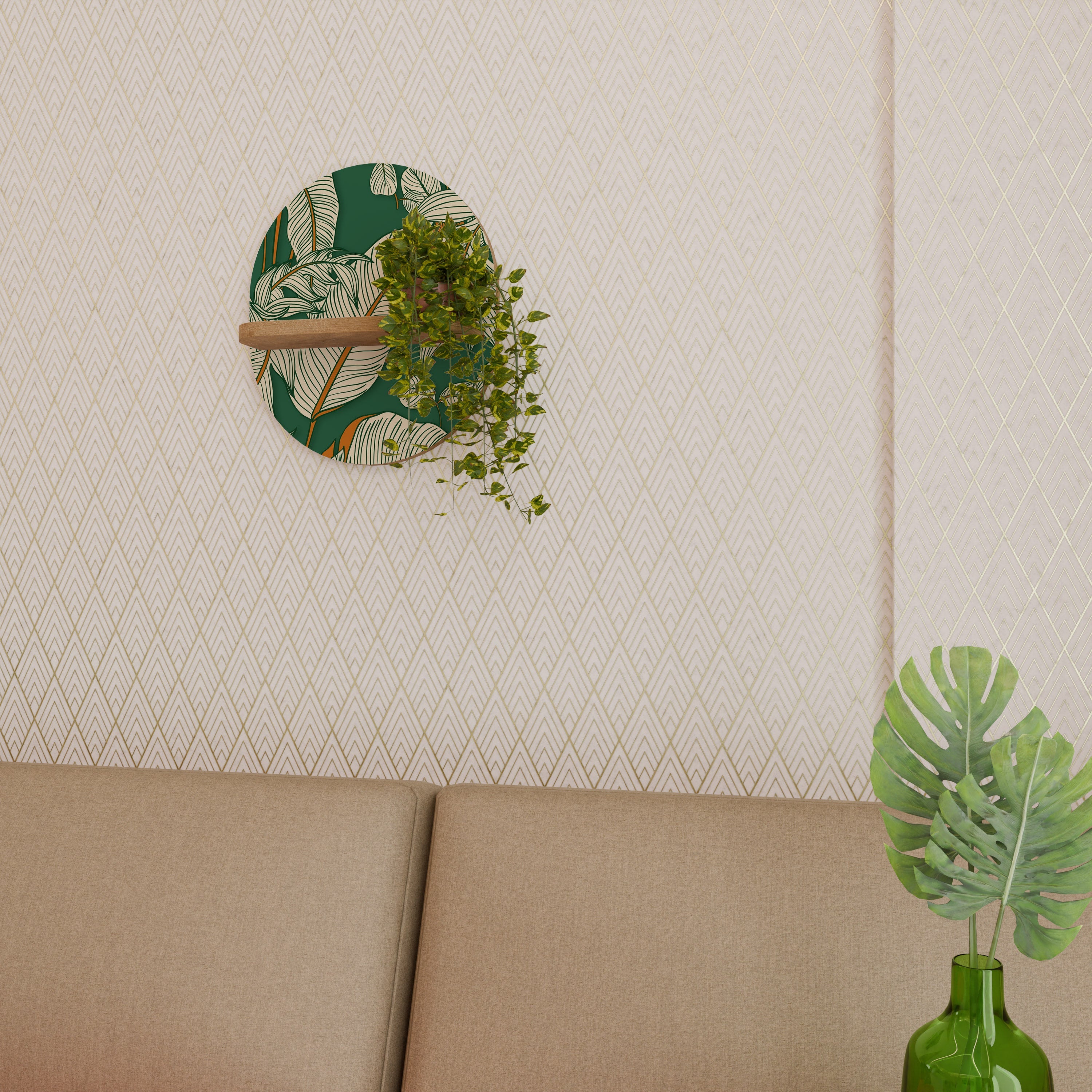 Ovales Kunstregal „VERDANT PLEASURES“ in Eichenoptik