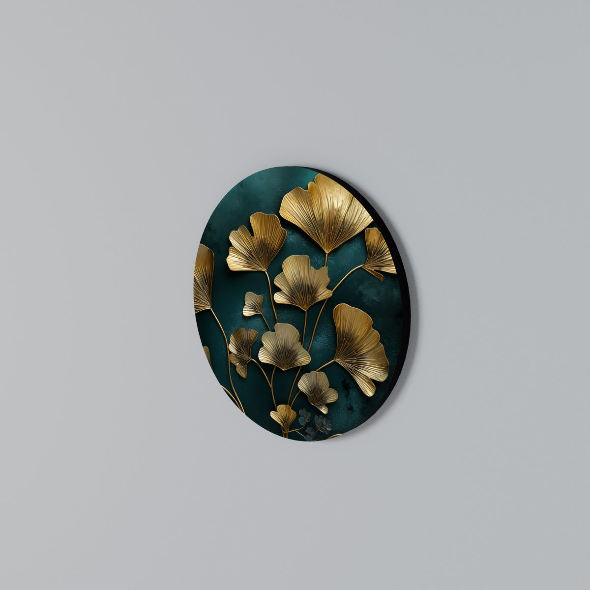 GOLDEN FLORA FANTASY Rundes Wandbild
