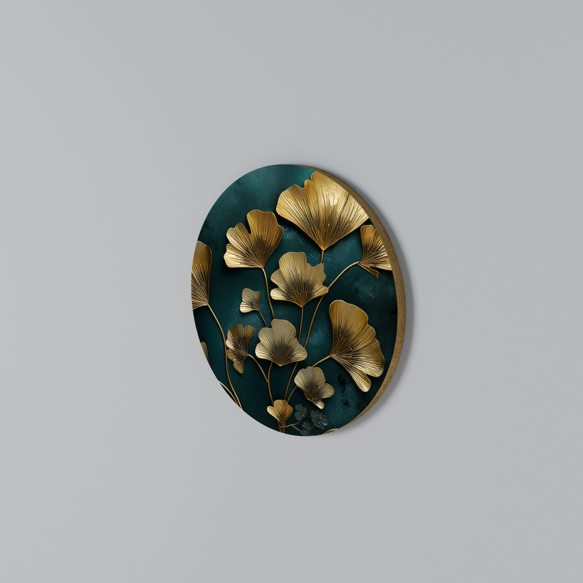 GOLDEN FLORA FANTASY Rundes Wandbild