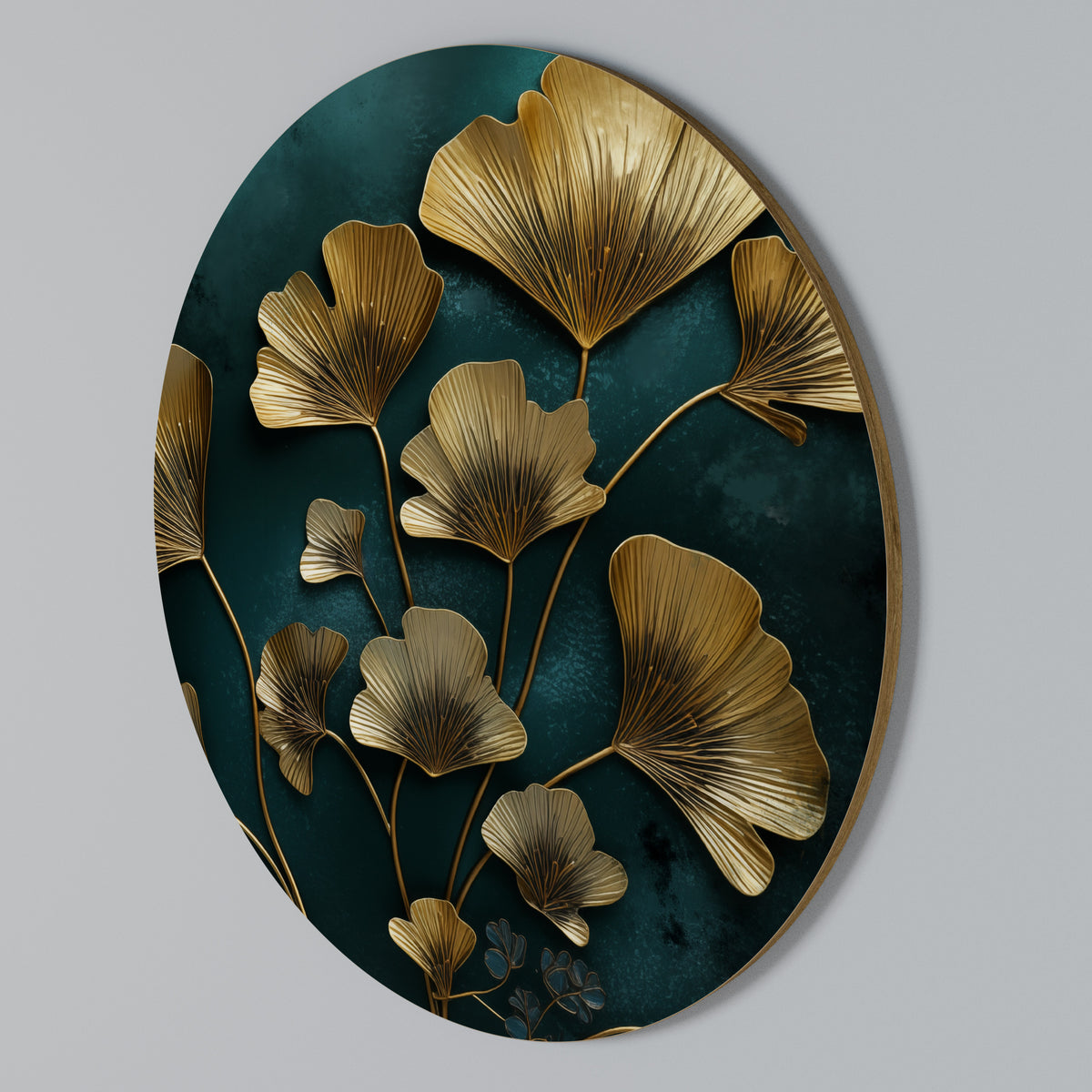GOLDEN FLORA FANTASY Rundes Wandbild